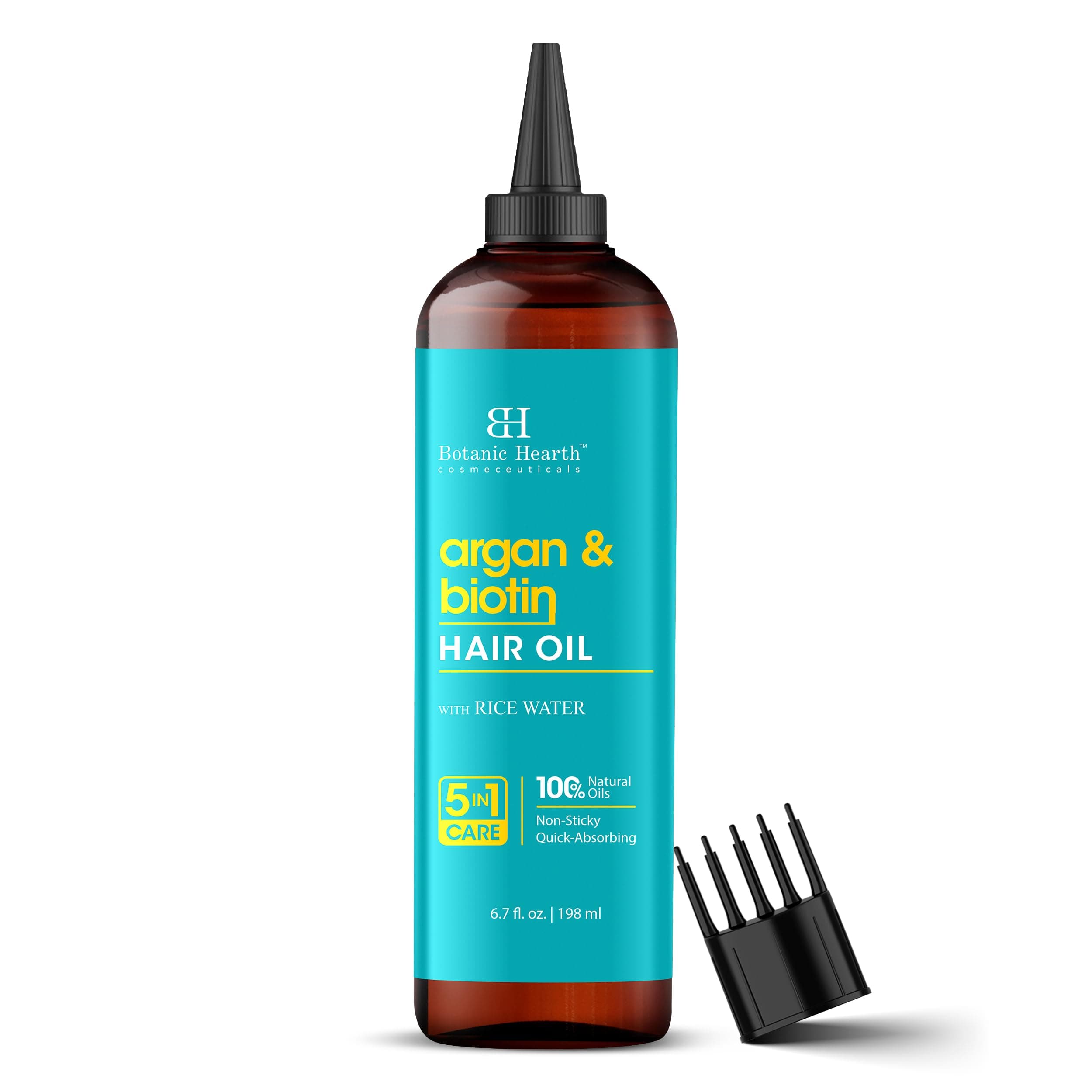 Botanic Hearth Argan & Biotin Hair Oil - 6.7 Fl Oz - Scalp Treatment for Hair Loss, Dry & Frizzy Hair Repair, Deep Nourishing Oil for All Hair Types- 100% Natural and Vegan