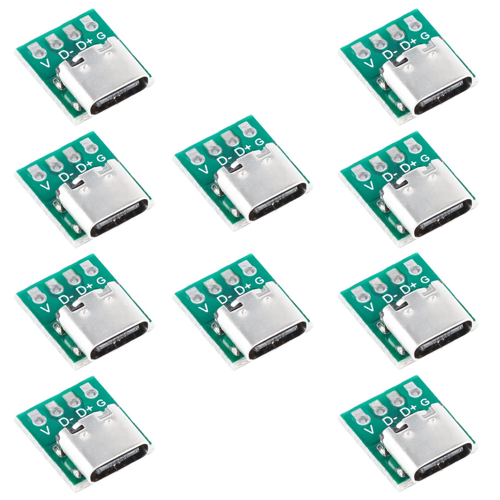 10 Pcs USB Type C Connector Board DIY 3.1 Serial Basic Breakout Female Connector USB Type C Breakout Board with PCB Converter Board for Data Line Wire Cable Transfer