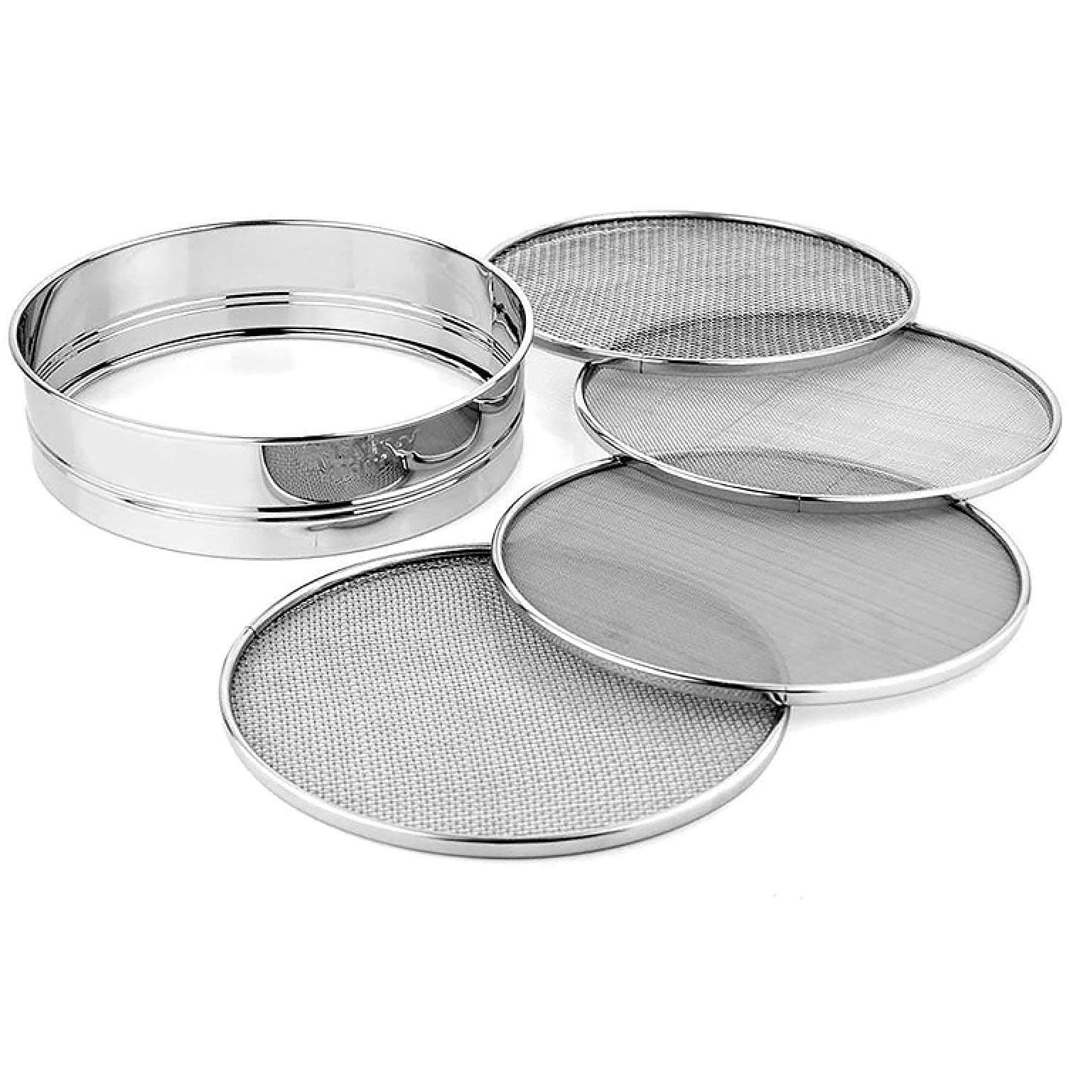 RBY 4 in 1 Stainless Steel Interchangeable Sieve Set, Flour Chalni, Spices, Food Strainers, Atta Chalni, Jaali Channi Atta Maida Strainer