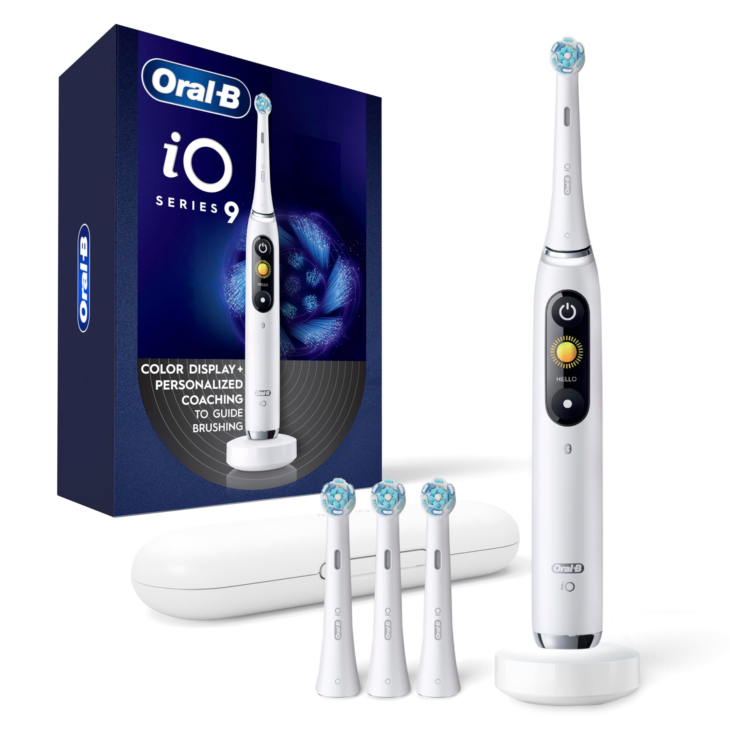 iO Series 9 Electric Toothbrush with 3 Replacement Brush Heads, White Alabaster