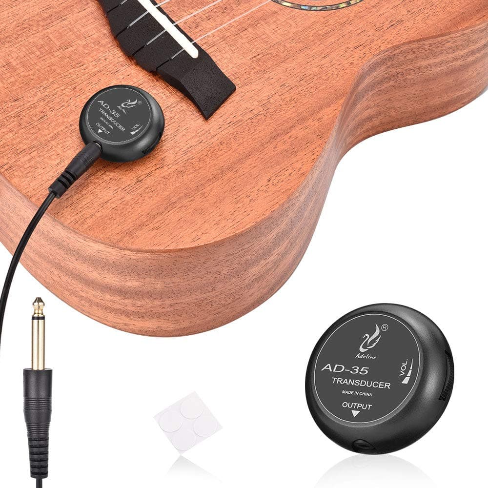 OTraki Acoustic Guitar Passive Pickup, Stable Contact Microphone Transducer Self Adhesive Volume Control Piezo Picks, Easily AMP UP Pickups for Acoustic Classical Violin Ukulele Mandolin Banjo Cello