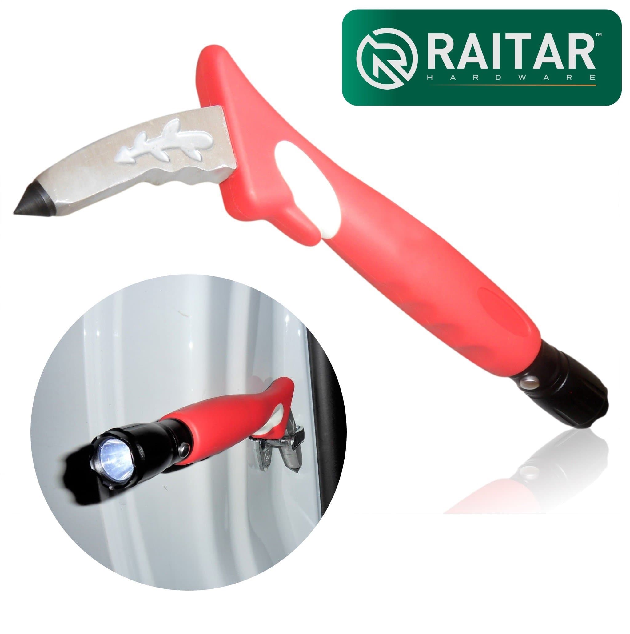 RAITAR Car Handle Aid - Universal Steel Grab Bar Locks into Car Door Latch ★ LIFETIME GUARANTEE ★ Disability & Mobility Assistance for Standing & Sitting Safely - Portable Standing Aid Tool - Convenient Alternative to Walking Stick or Cane - Additional Emergency Features: Detachable Powerful Torch with 3 Flash Functions, Window Breaker Hammer & Seatbelt Cutter - Perfect Addition to Your Car Safety Kit - Ideal for the Elderly, Handicapped, Disabled, Arthritis Sufferers & Pregnant Passengers