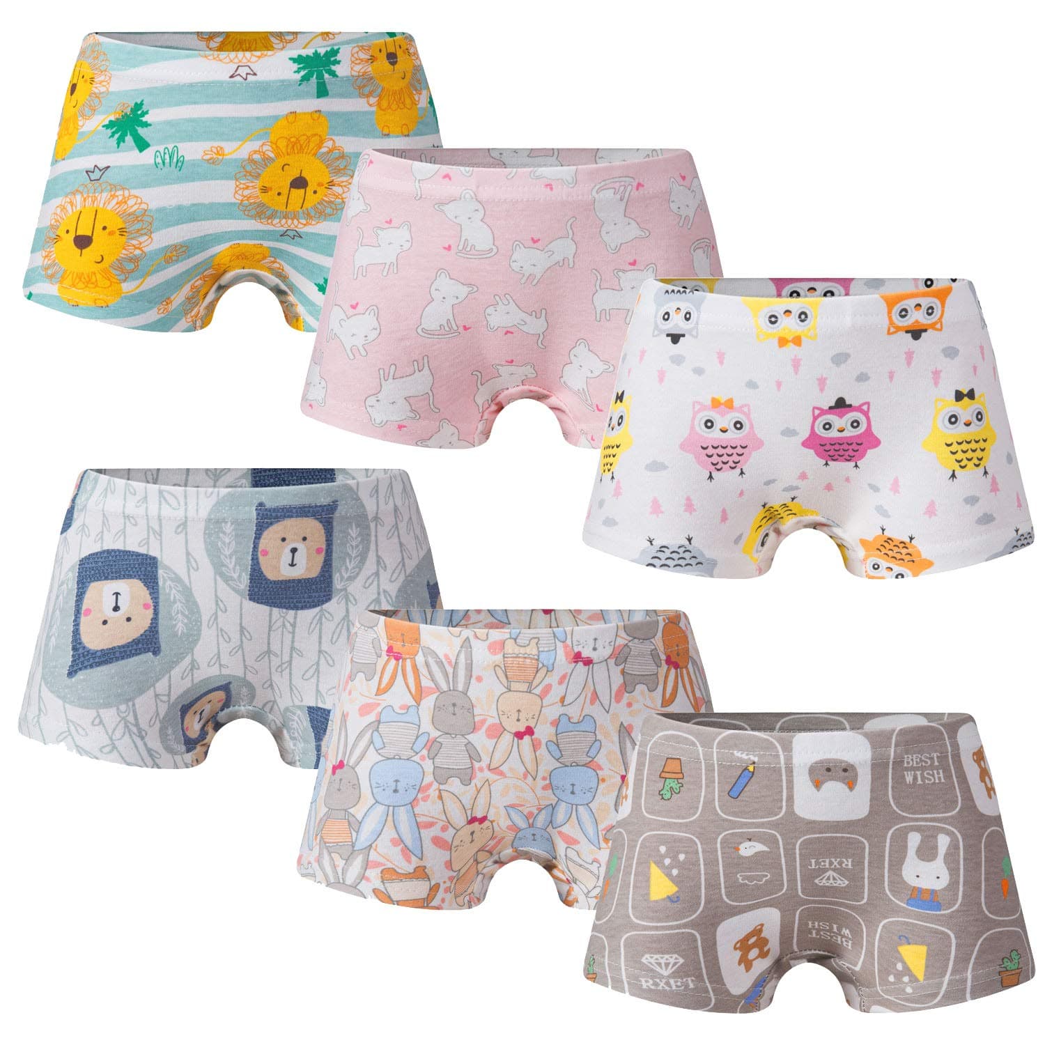 Little Girls' Shorts Panties Boyshort Briefs 6 Pack Soft 100% Cotton Underwear Toddler Undies-PJ21-130#
