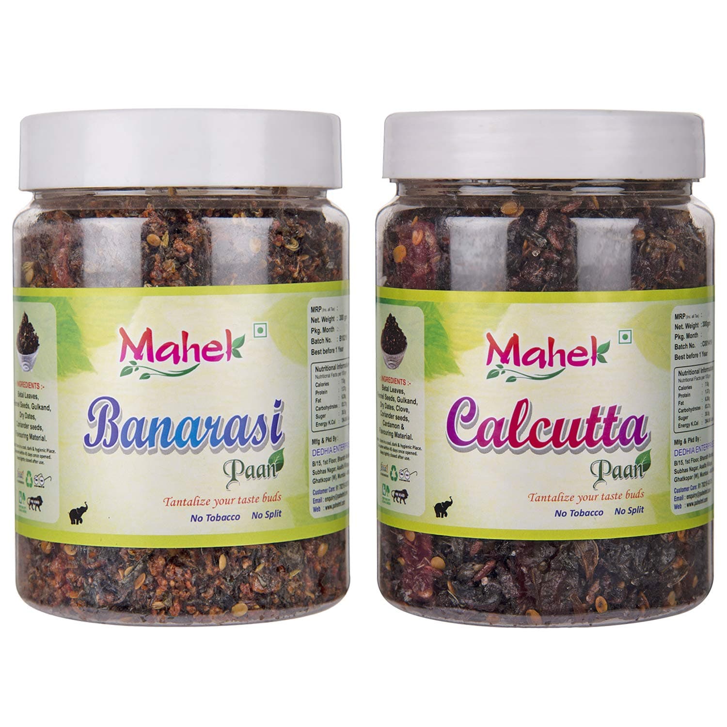 Mahek Banarasi & Calcutta Paan 300Gm (Pack of 2) | Mukhwas Mouth Freshener & Digestive, After-Meal Snack | with Gulkand, Saunf, Cardamom, & Betel Leaves | Rich in Antioxidants & Refreshing Taste