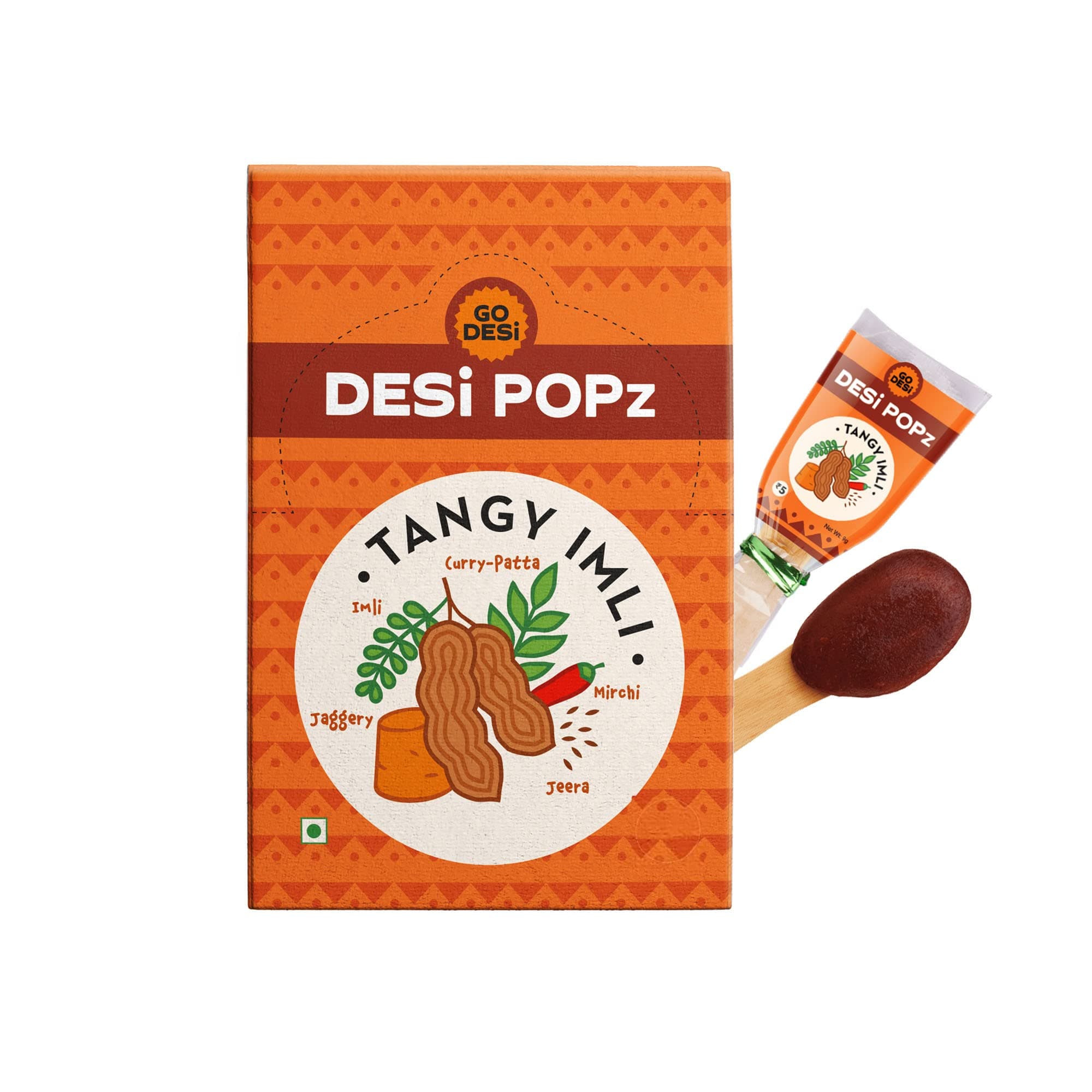 GO DESi 'Imli Pop': Tamarind, Jaggery Candy with Indian Spices (No Added Sugar & Preservatives) (40 Piece Pack)