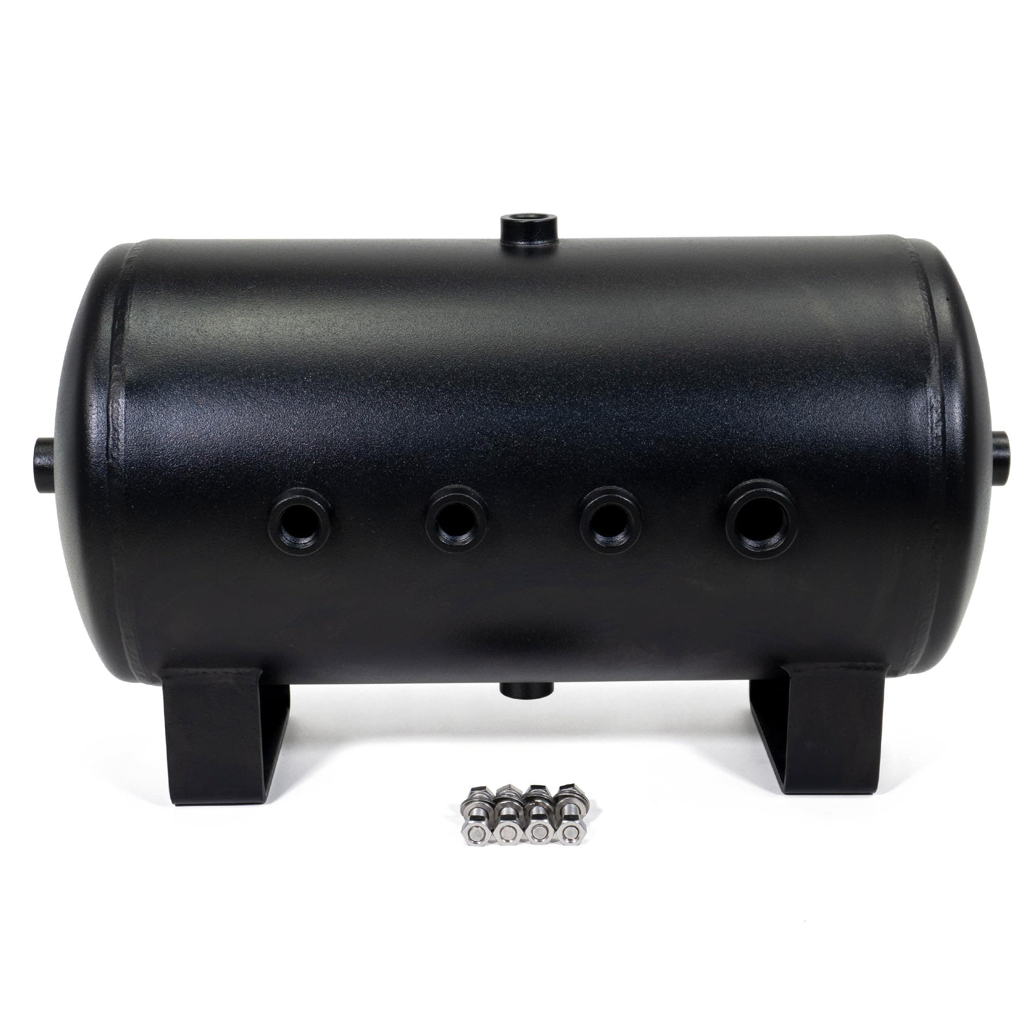 HornBlasters USA Made 5-Gallon (19 Liters) 8 Port Black Steel Air Tank - Black Powdercoat Finish - (Seven 1/2" Ports & One 3/4" Port)