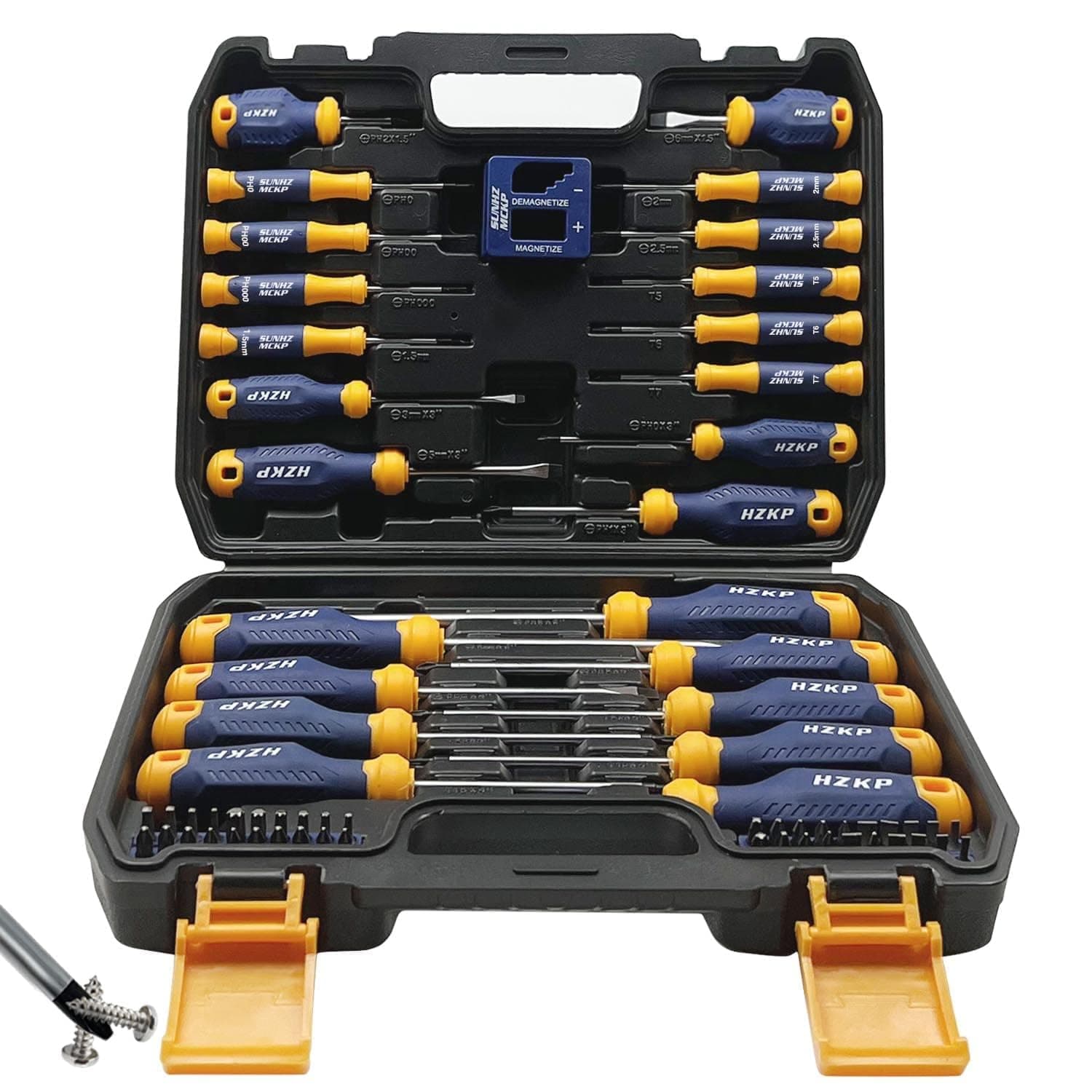 SUNHZMCKP Magnetic Screwdriver Set 66-Piece, S2- Alloy Tool Steel, Includes Slotted/Phillips/Torx Mini Precision Screwdrivers, Replaceable Screwdriver Bits With Sturdy tool box