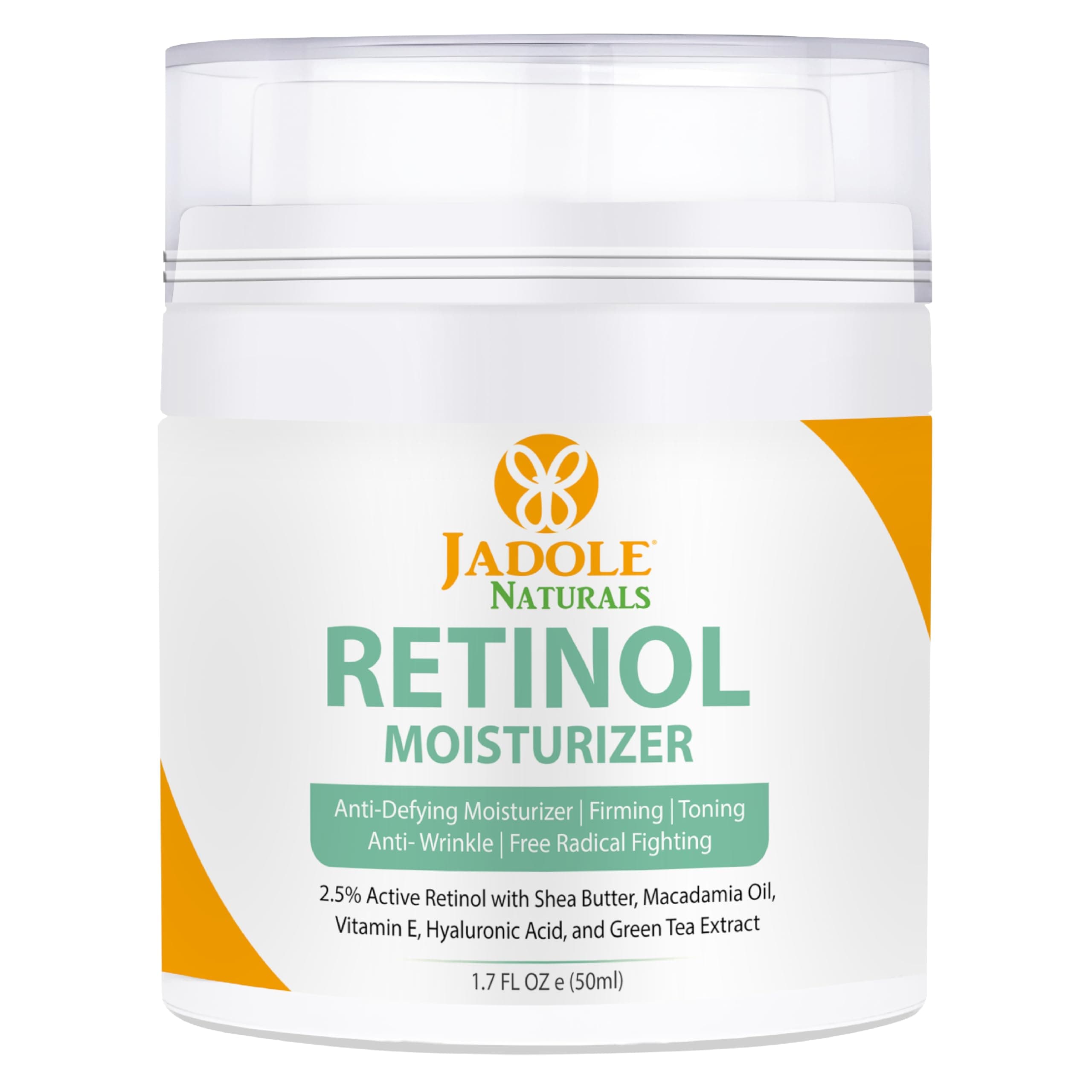 Jadole Naturals Beauty Retinol Moisturizer Cream- 50ml | For Face & Eye Firming, Toning, Anti- Wrinkle, Free- Radical Fighting With Hyaluronic Acid, Vitamin E, Vitamin B5 | For All Skin Types