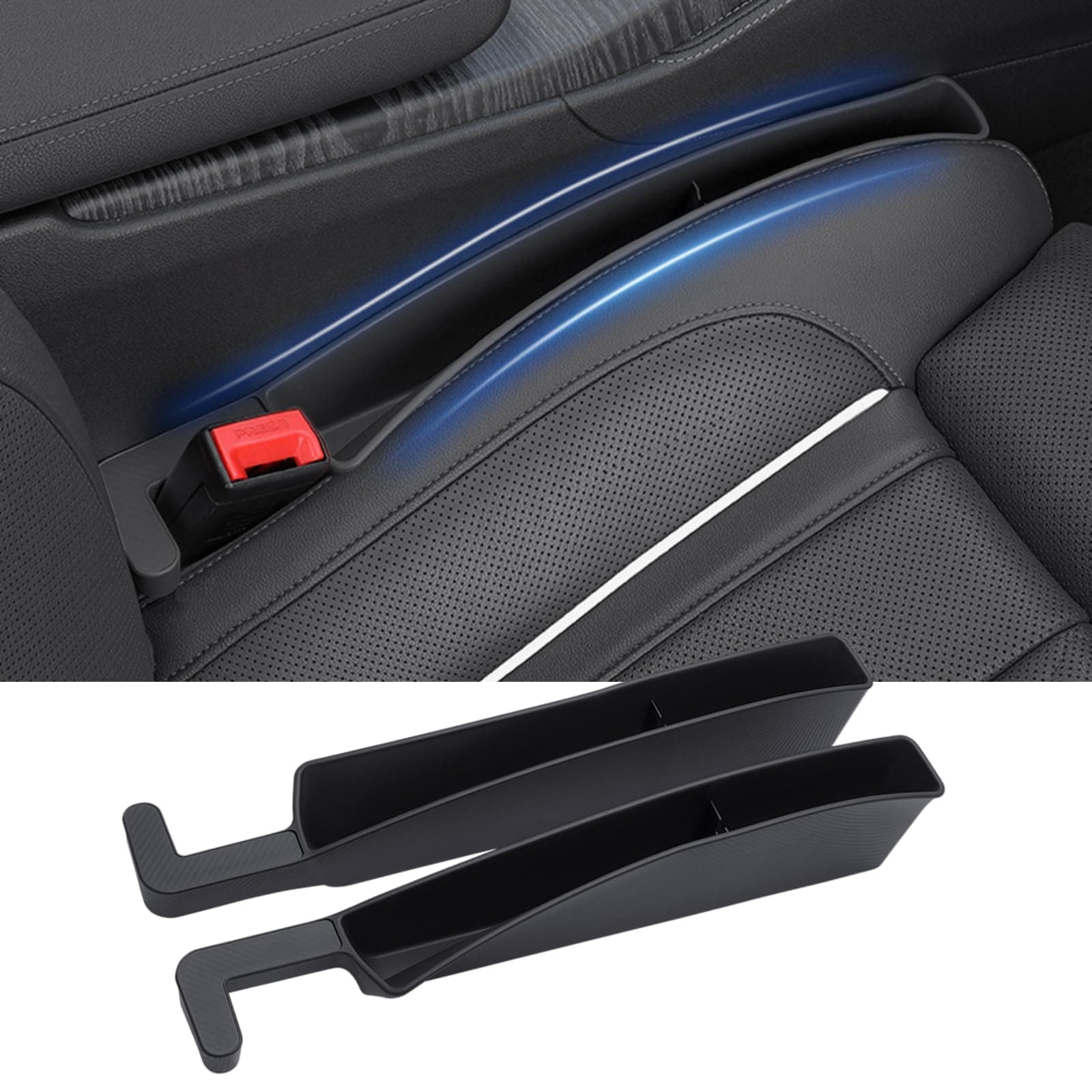 Car Seat Gap Filler, Seat Gap Organizer with Phone Holder, Car Seat Accessories, Car Organizer Fit Car SUV Truck-2PCS Black