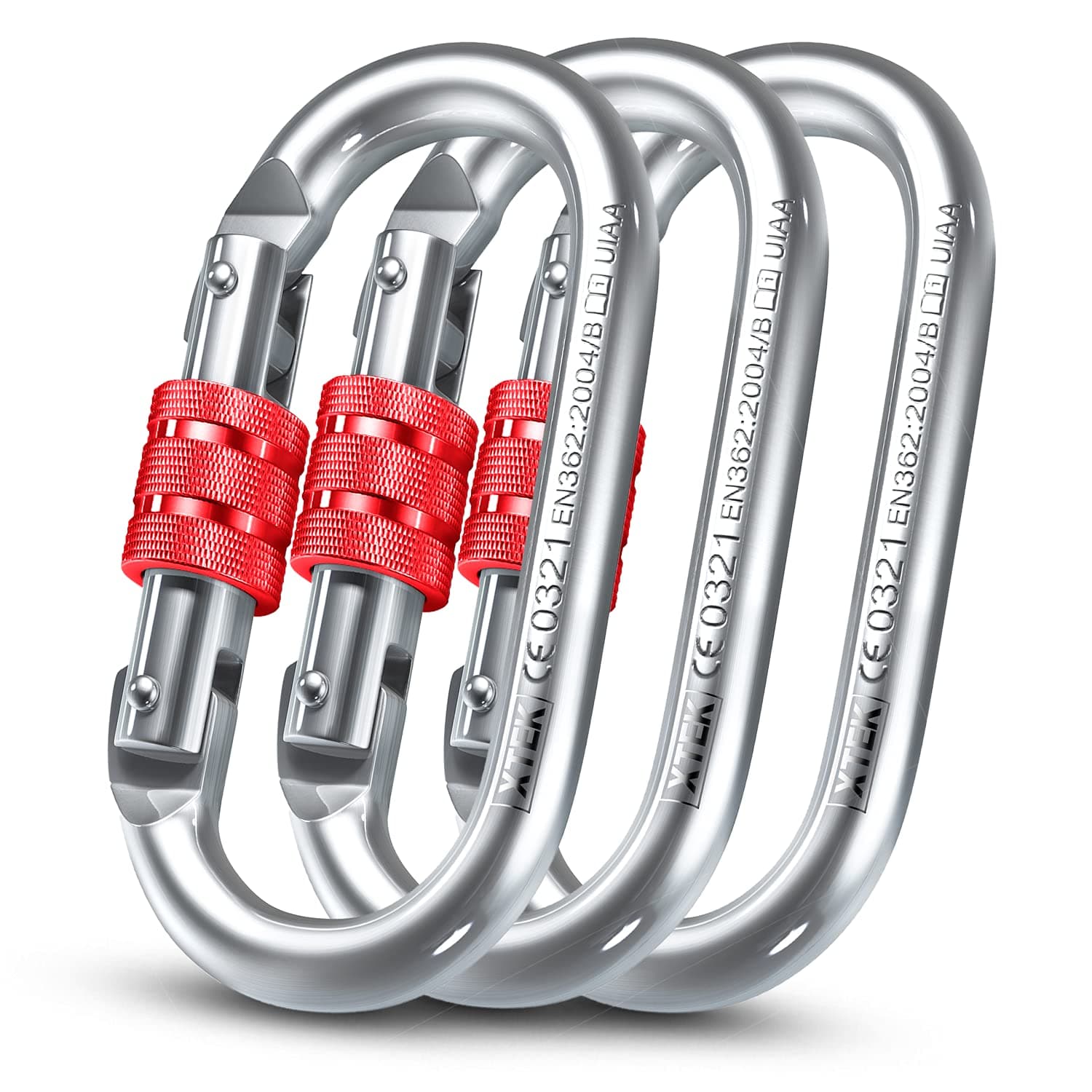 25kn Climbing Carabiner Clip - Heavy Duty O-Shape Steel Locking Caribeaner -Rock Climbing Gear - Strong Large Locking Oval Caribeener for Mountain Climbing