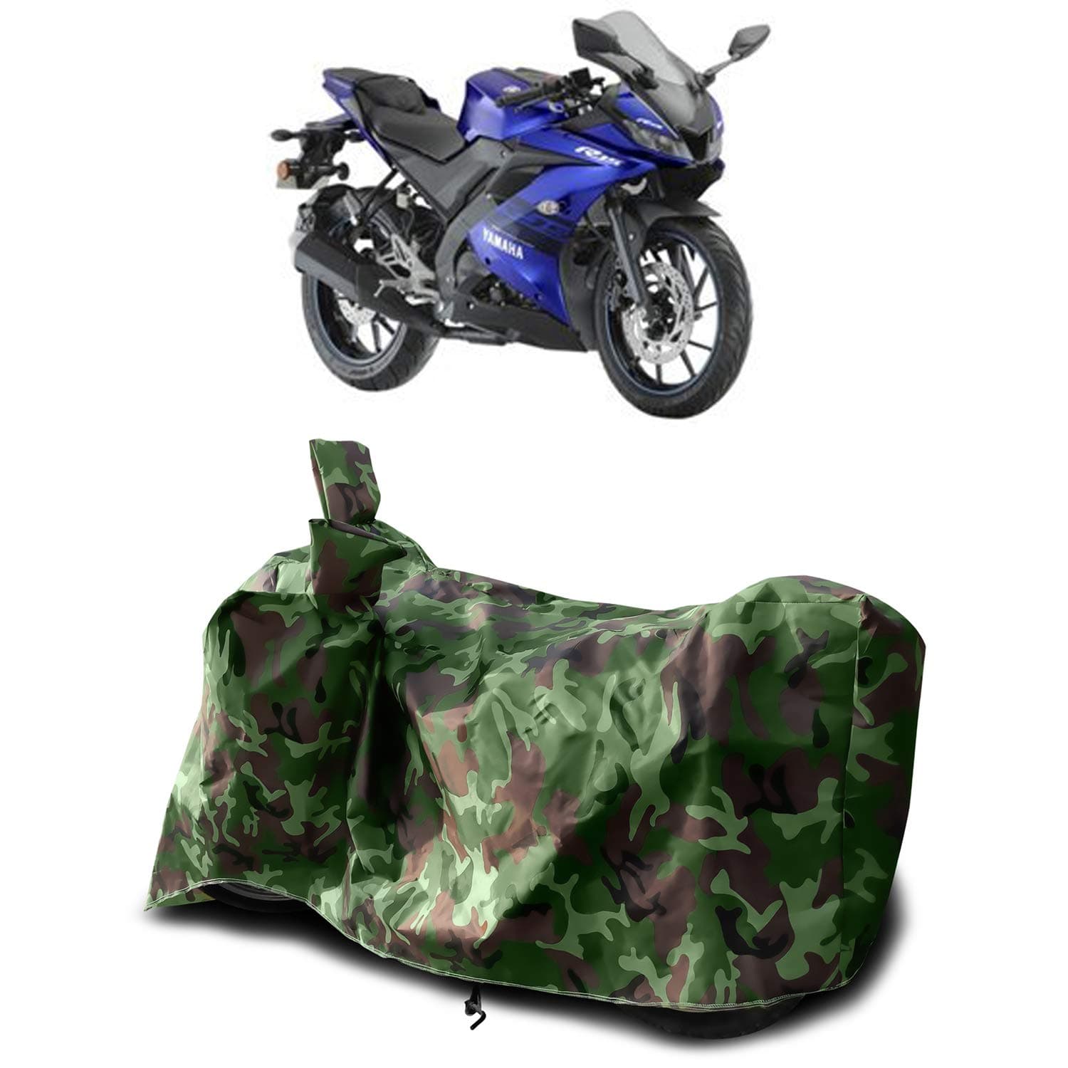 AARTRI - Compatible for Yamaha YZF R15 V3 New BS6 Water Resistant - Dust Proof - Full Bike Scooty Two Wheeler Body Cover Compatible for Yamaha YZF R15 V3 (Green Multijungle)