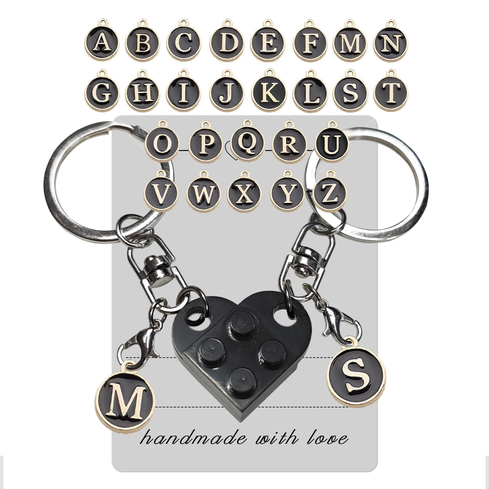 Personalized Brick Matching Heart Keychains - Valentine's Gifts for Mom, Dad, Couple, Boyfriend, Girlfriend, Lovers