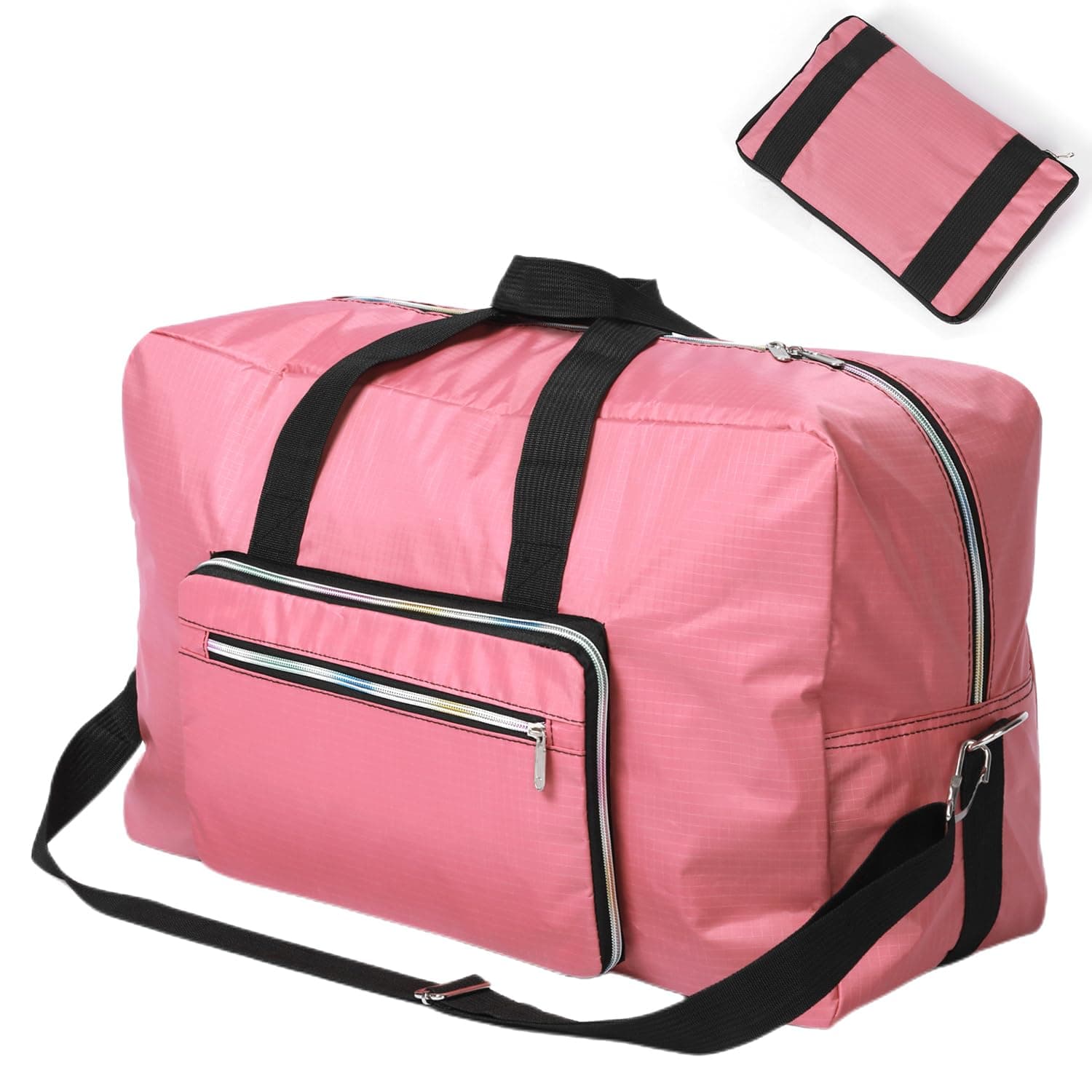 Large Foldable Travel Duffel Bag, Sports Tote Gym Bag For Women with Trolley Sleeve Weekender Overnight Carry On Checked Luggage Bag Hospital Bag Tote Shoulder Handbag Bag