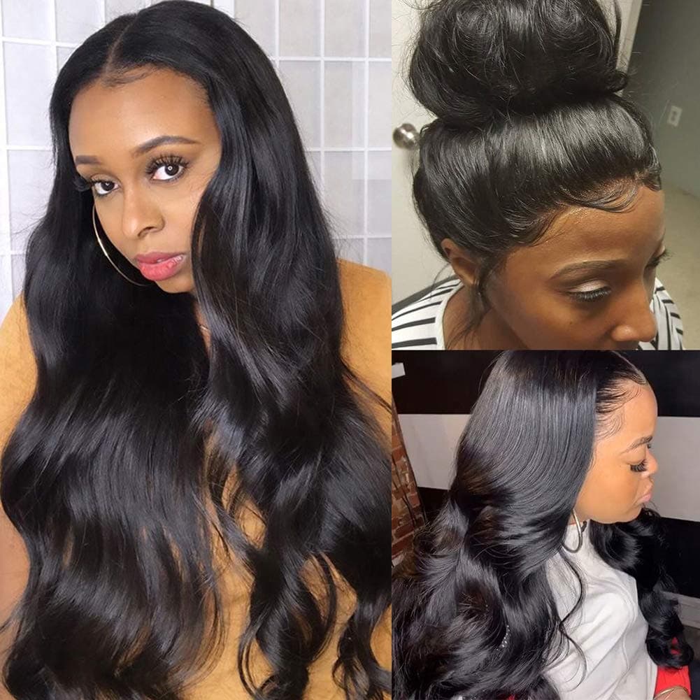 9A Body Wave Lace Front Wigs Human Hair 13x4 Lace Front Wigs For Black Women 150% Density Pre Plucked Hairline Body Wave Human Hair Wigs with Baby Hair(24", Natural Color)