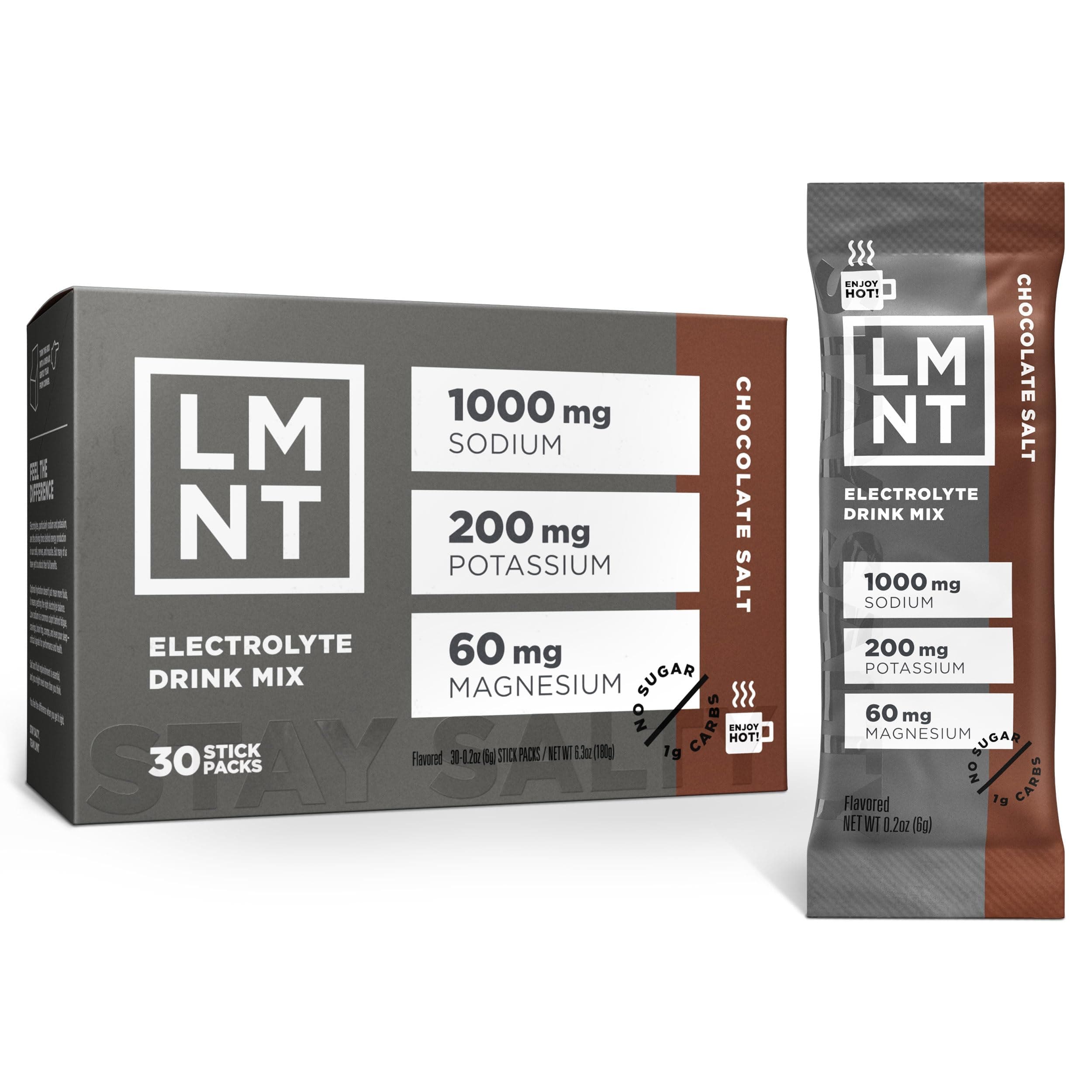 LMNT Recharge Electrolyte Hydration Powder | Formulated by Robb Wolf and Ketogains | Keto & Paleo | No Sugar, No Artificial Ingredients | Chocolate Salt | 30 Stick Packs..