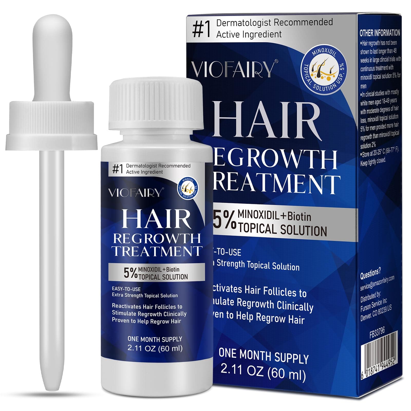 5% Minoxidil for Men's & Women's Hair Growth, Beard Growth, Regrowth Treatment, Combats Thinning Hair & Hereditary Hair Loss