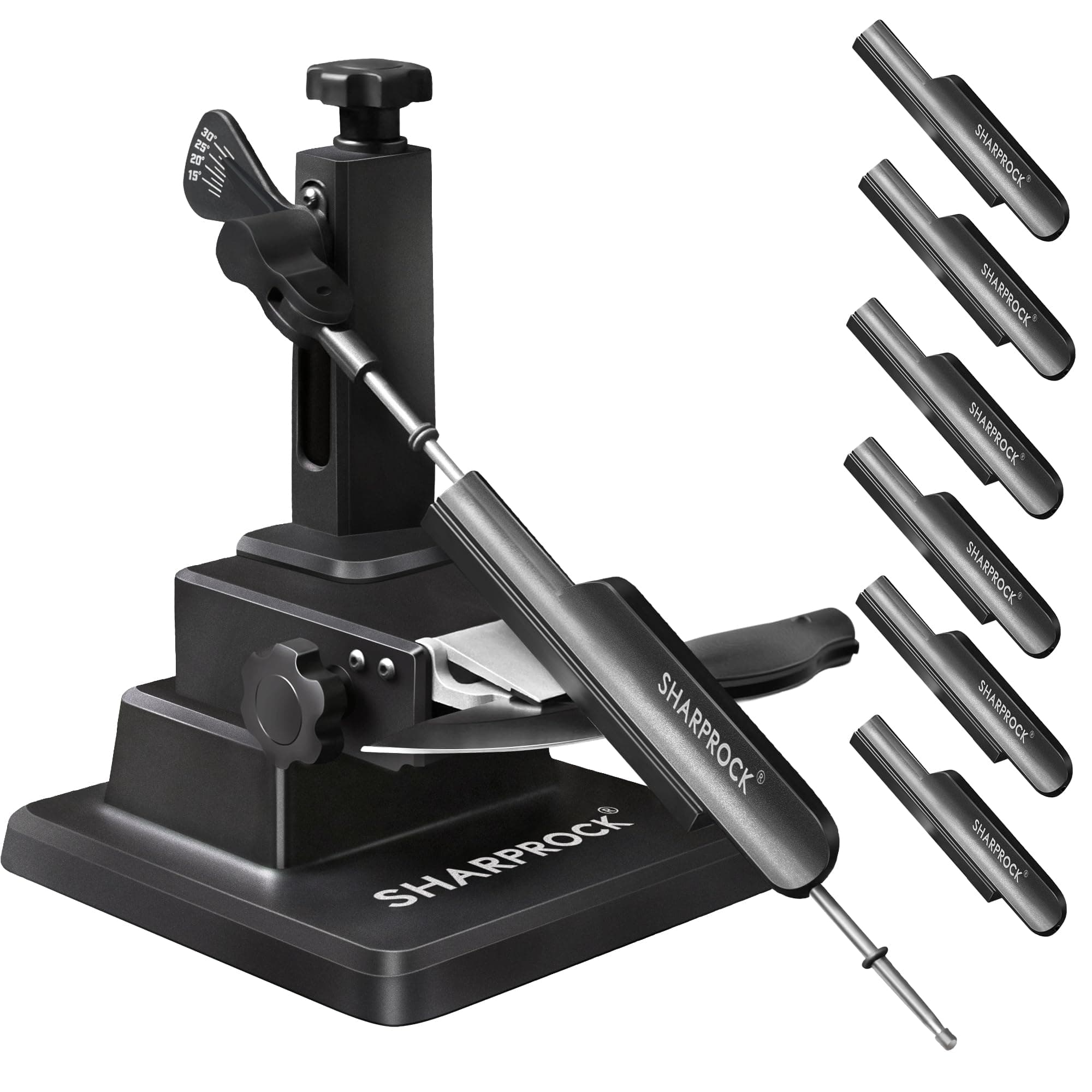 SHARP ROCKProfessional Knife Sharpener - 7 Whetstones Precision Angle Adjustable Sharpening Tool with Ceramic and Diamond Sharpener Kit for Kitchen,Camping,& Hunting