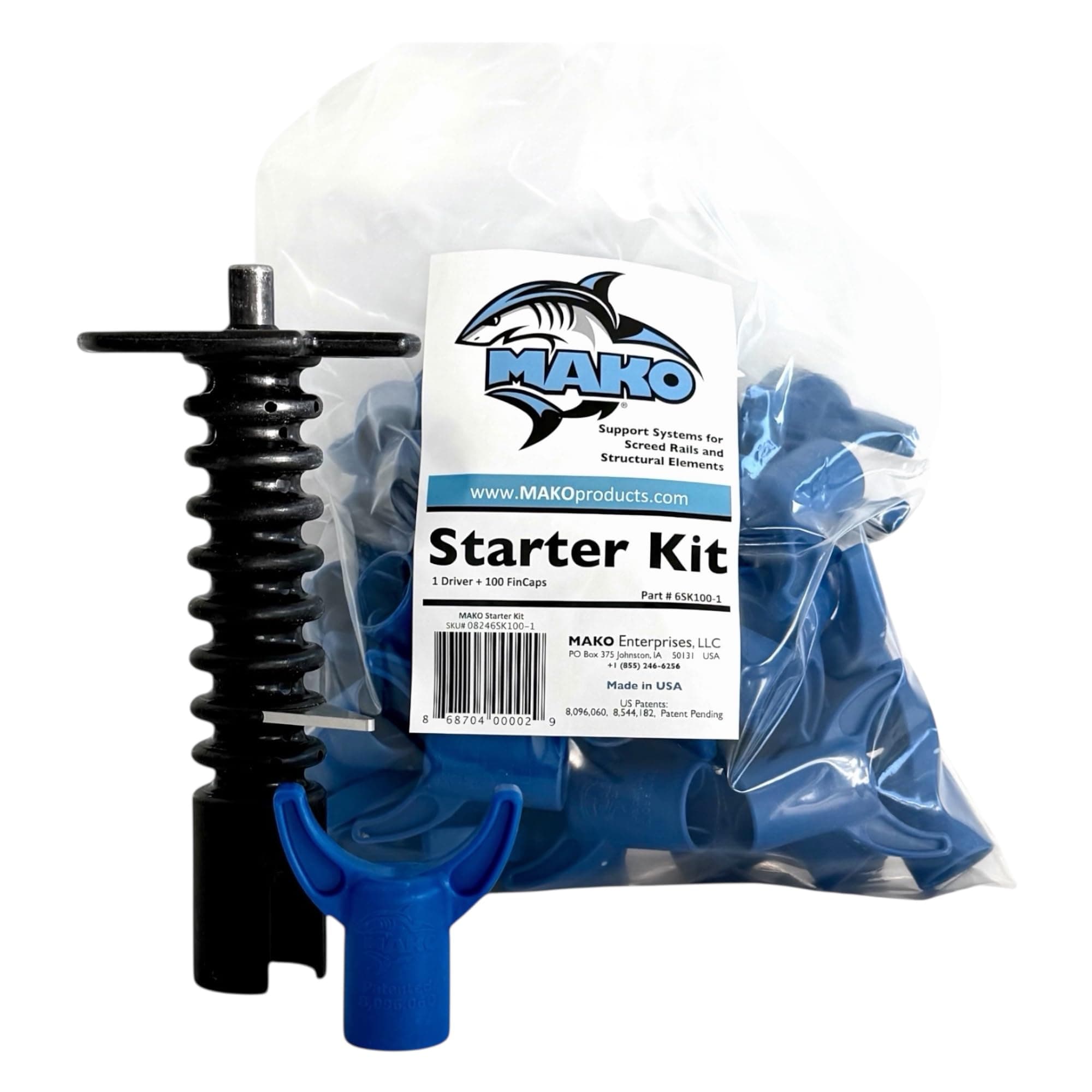 Starter Kit – Driver & (50) FinCap Concrete Screed Support Chairs for Accurate Slab-on-Grade Construction - Easy Screed System Tool – Holds Up to 1000 lbs – Fins Screed Pipe Chairs