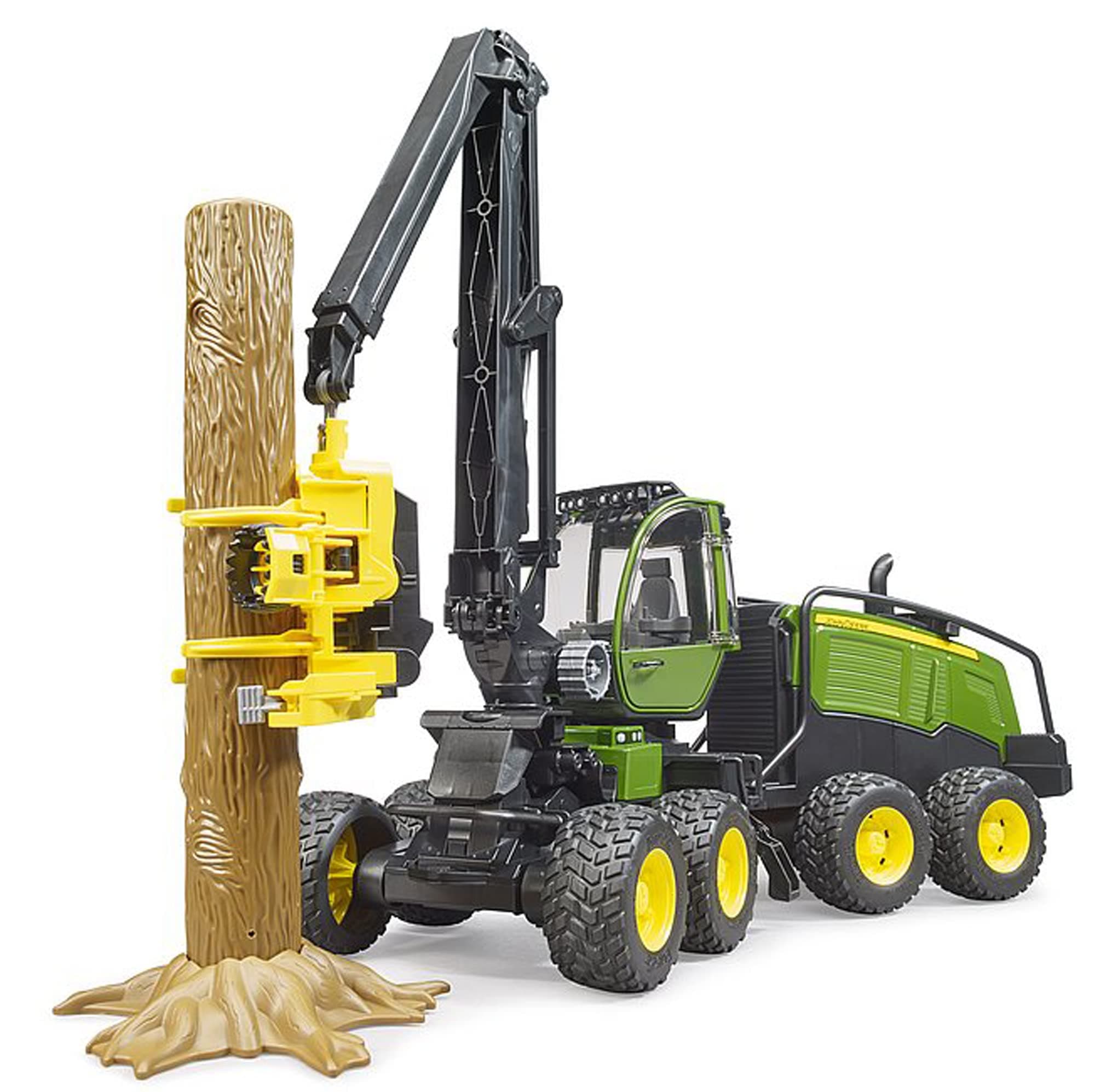 02135 John Deere 1270G Harvester with 1 Tree Trunk, Green/Black