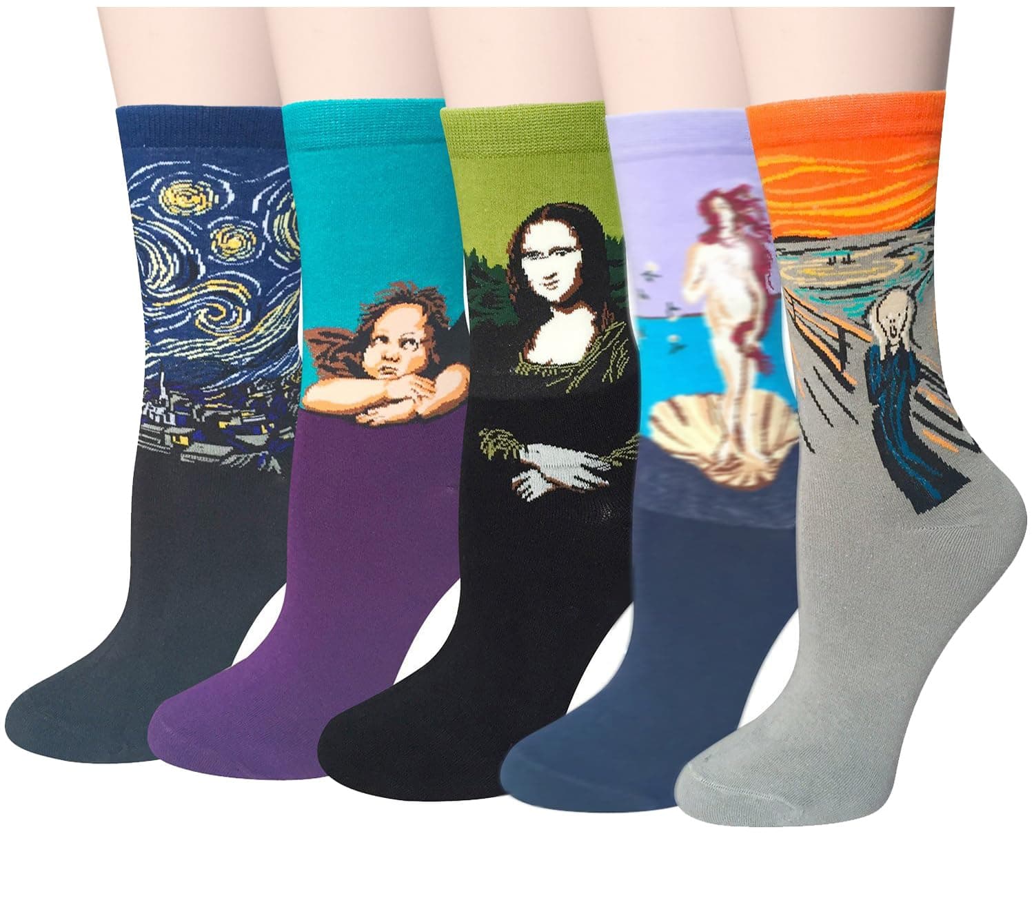 Chalier 5 Pairs Womens Fun Famous Painting Patterned Art Socks Cotton Printed Cool Novelty Funny Socks for Women