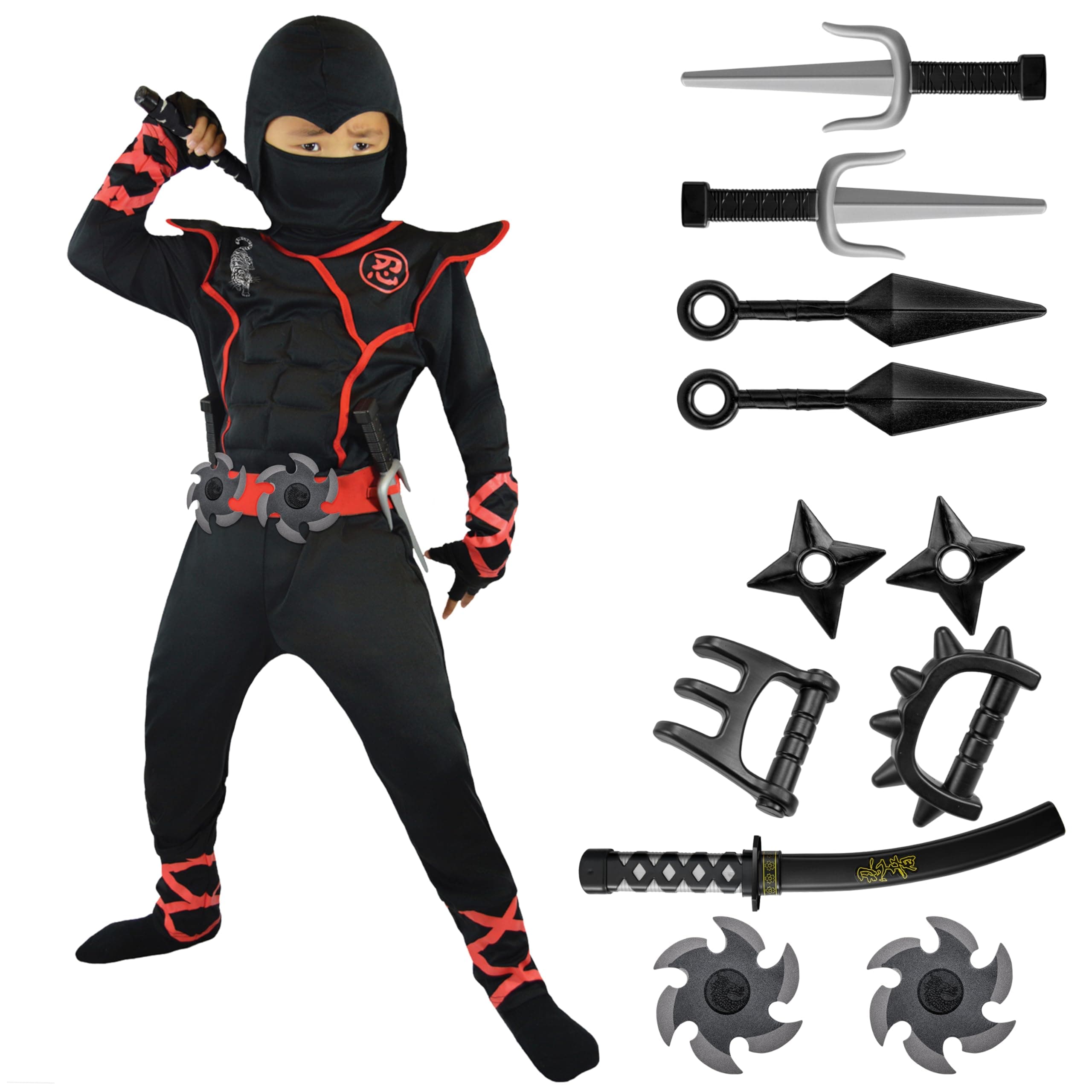 Spooktacular Creations Halloween Ninja Costume, Ninja Outfit Set for Kids, Halloween Costumes for Boys Dress Up Party
