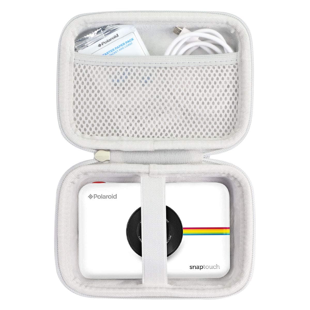 Khanka Hard Travel Case Replacement for Polaroid Snap Touch Instant Digital Camera (White Zipper)