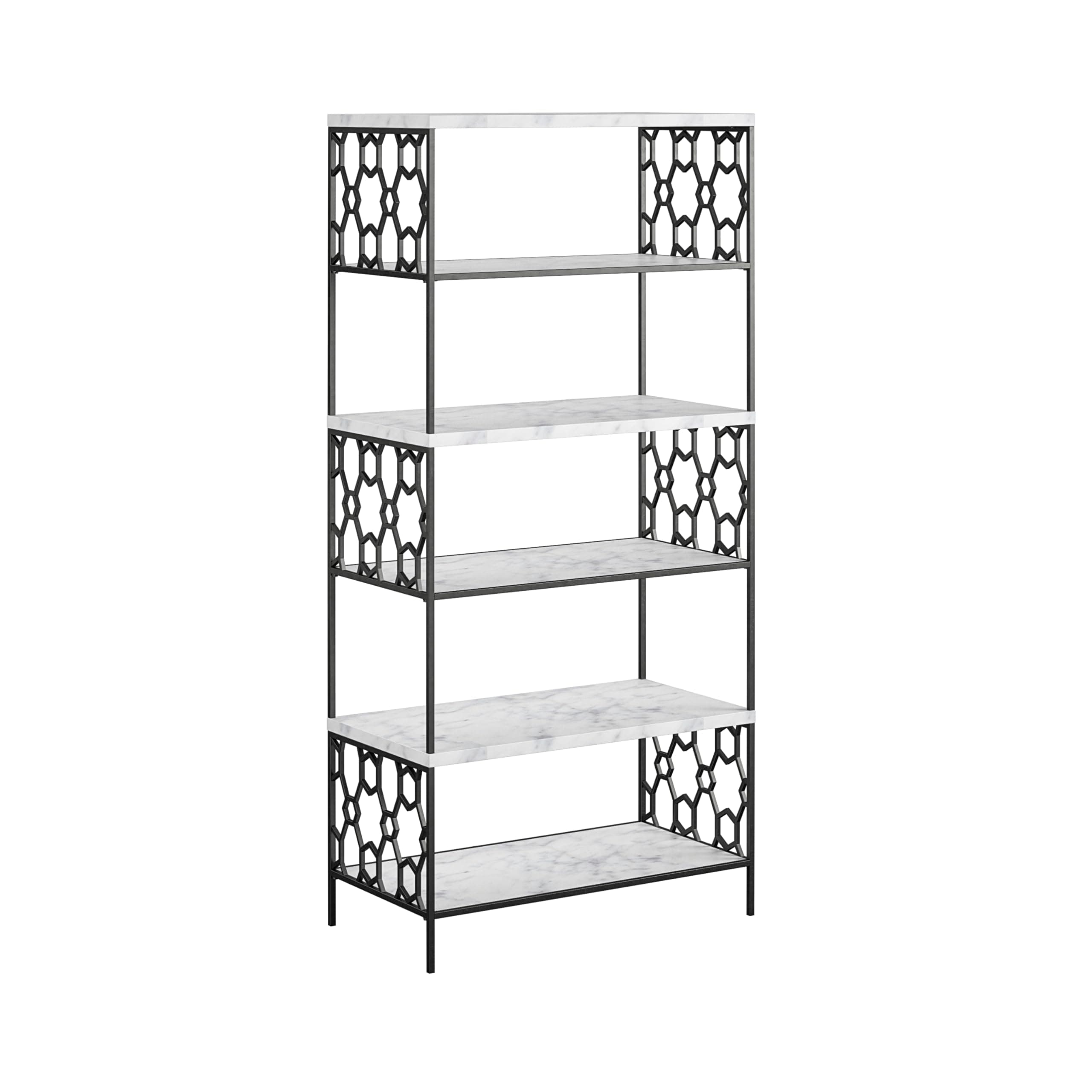 CosmoLiving by CosmopolitanElla 5 Shelf, White Marble/Black Bookcase
