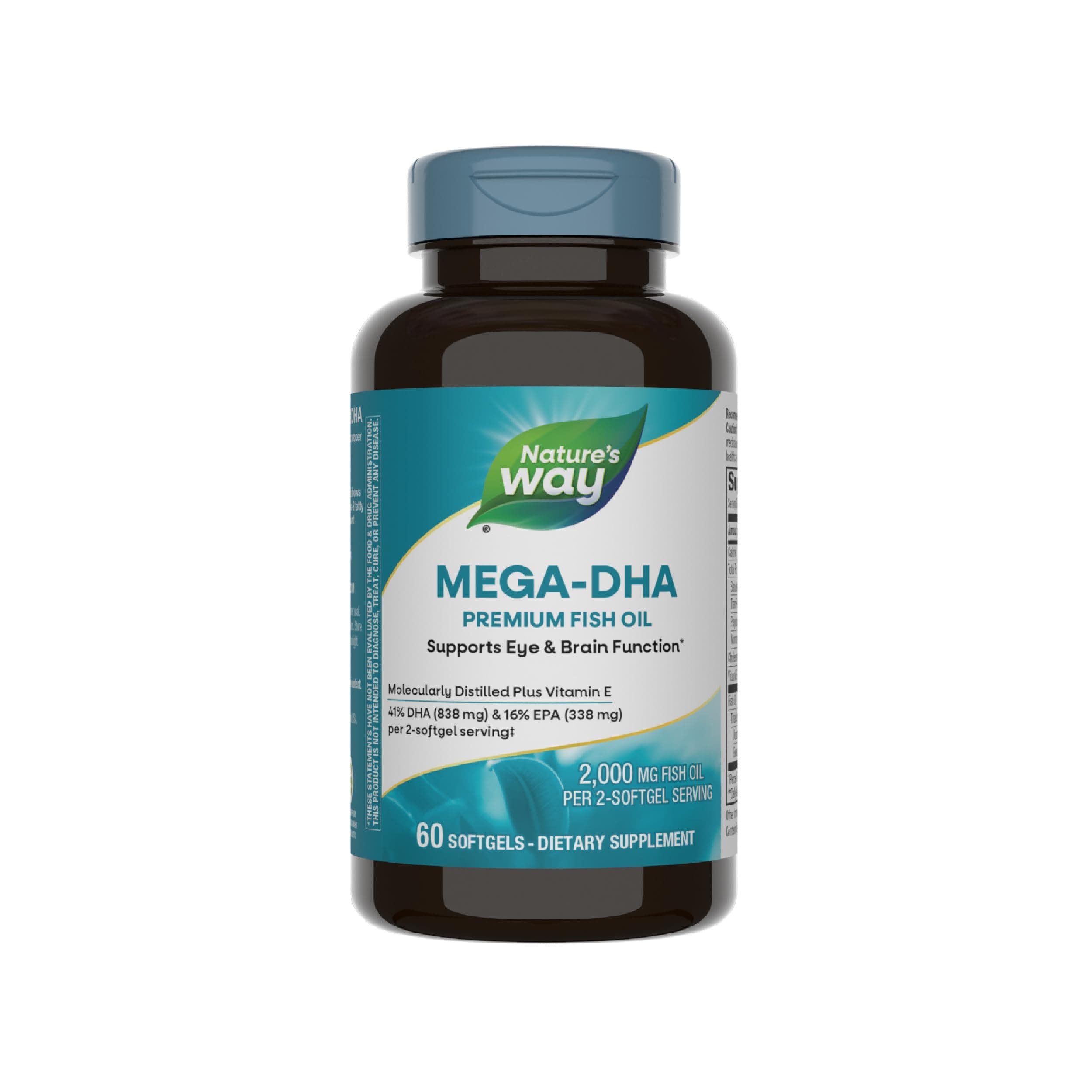 Nature's Way Mega-DHA Premium Fish Oil, Eye and Brain Health*, Omega-3, 60 Softgels