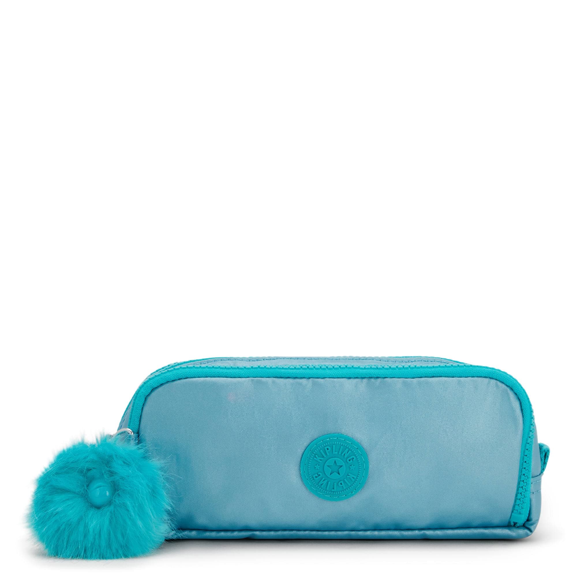 Kipling Gitroy Metallic Pencil Case, Naturl Aqua Met, 9''L x 4''H x 2.75''D