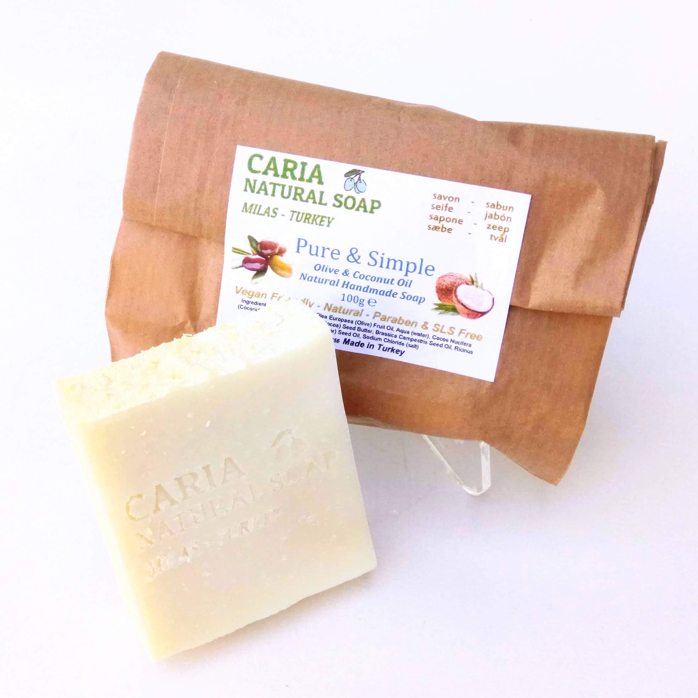 Bubbly Pure and Simple Coconut Soap Bar. 100% Natural. For Sensitive skin and Fragrance Free. Handmade in Turkey (1 bar)
