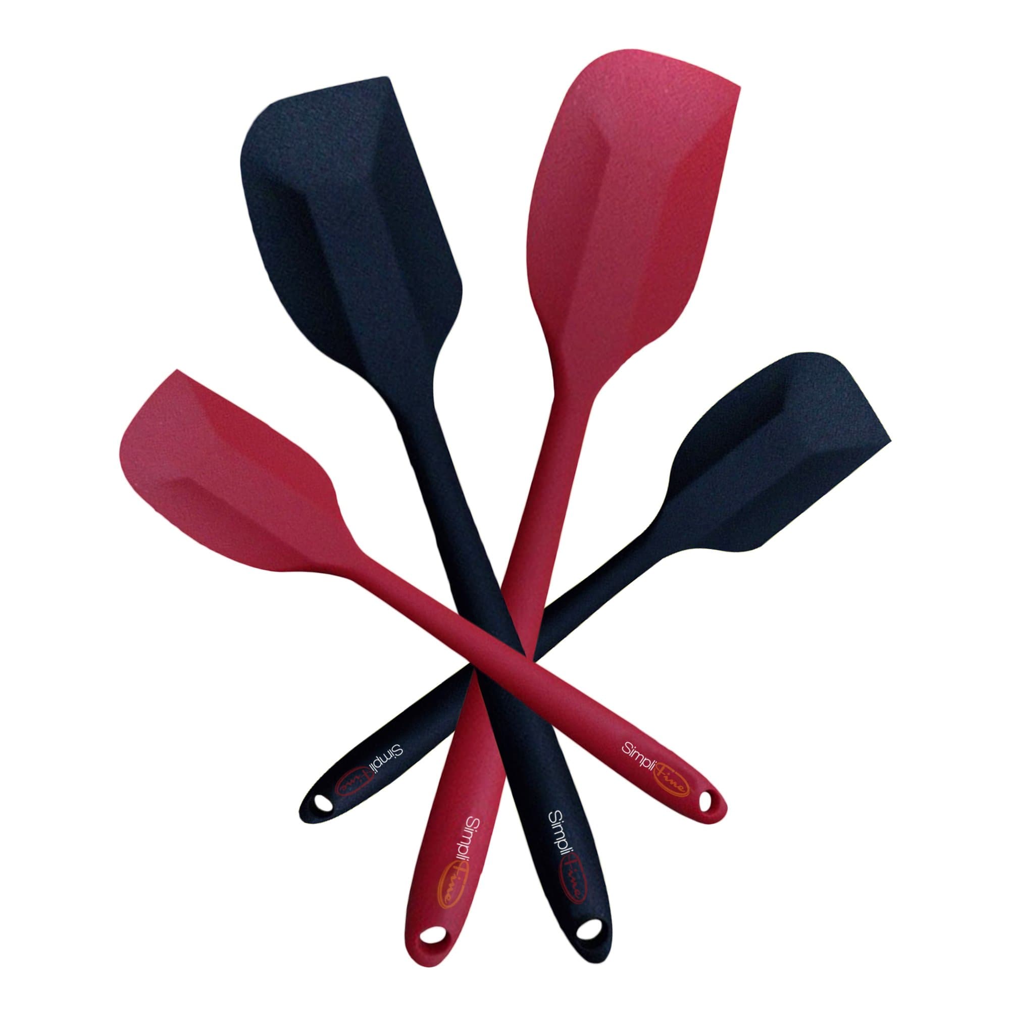 SimpliFine Silicone Spatula Set - 4 Heat Resistant Silicon Spatulas - 2 Small & 2 Large Sizes. Stainless Steel Core Coated in Non Stick Rubber - Kitchen Essential