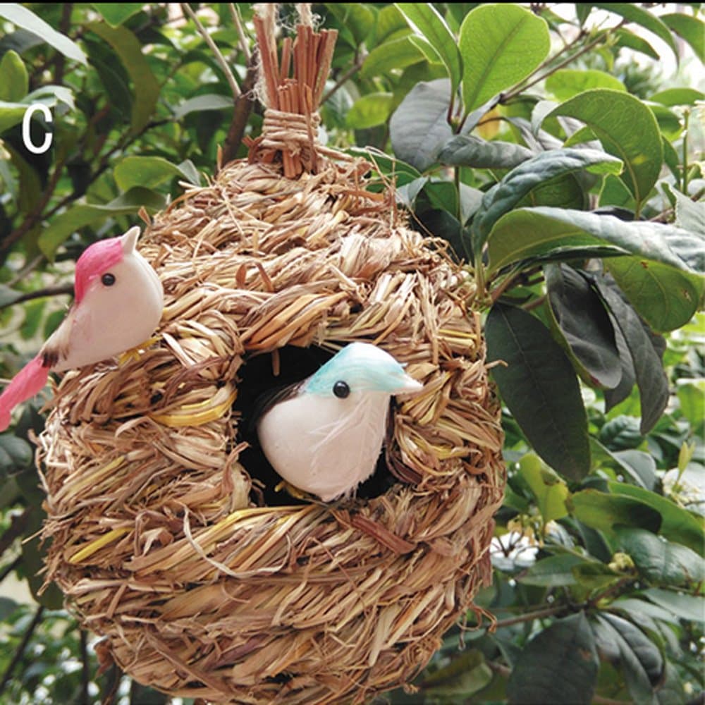 Rainsflower Hanging Grass Garden Bird House&Nest