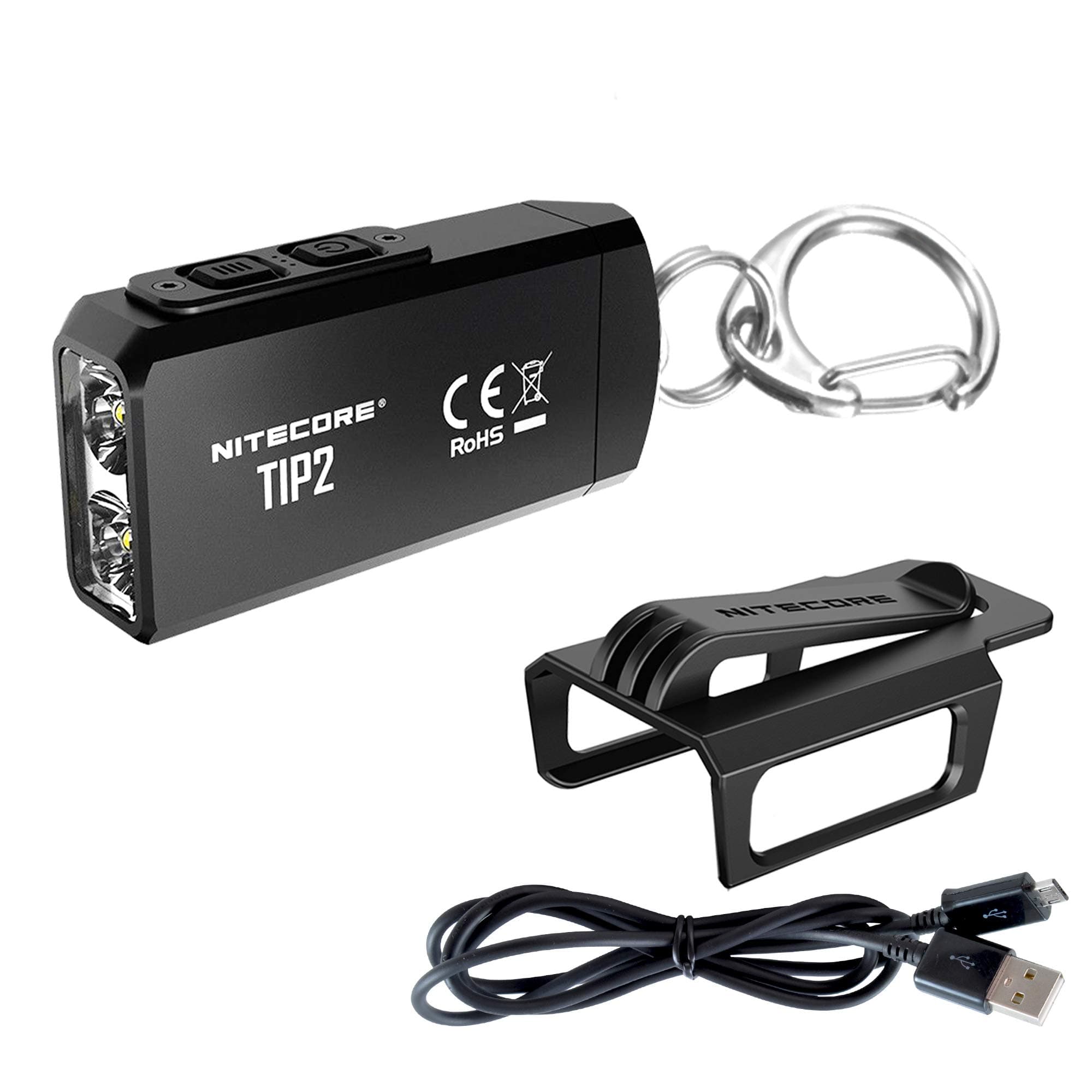 TIP 2 (TIP2) Keychain Flashlight, 720 Lumen LED High Lumen USB Rechargeable for EDC Pocket with LumenTac Charging Cable