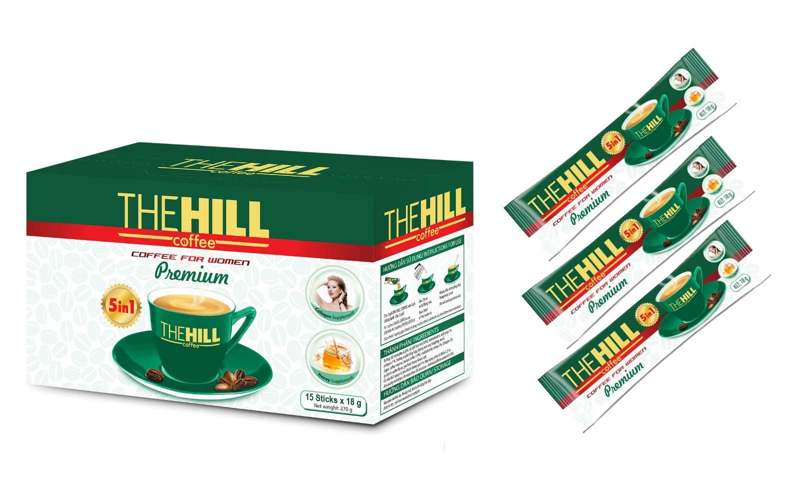The Hill Instant Coffee Packets with Vital Proteins Collagen Creamer and Honey. Rich Aromatic Vietnamese Coffee for Women with Vital Protein Collagen Creamer. 1 Box of 15 Coffee with Creamer Packets