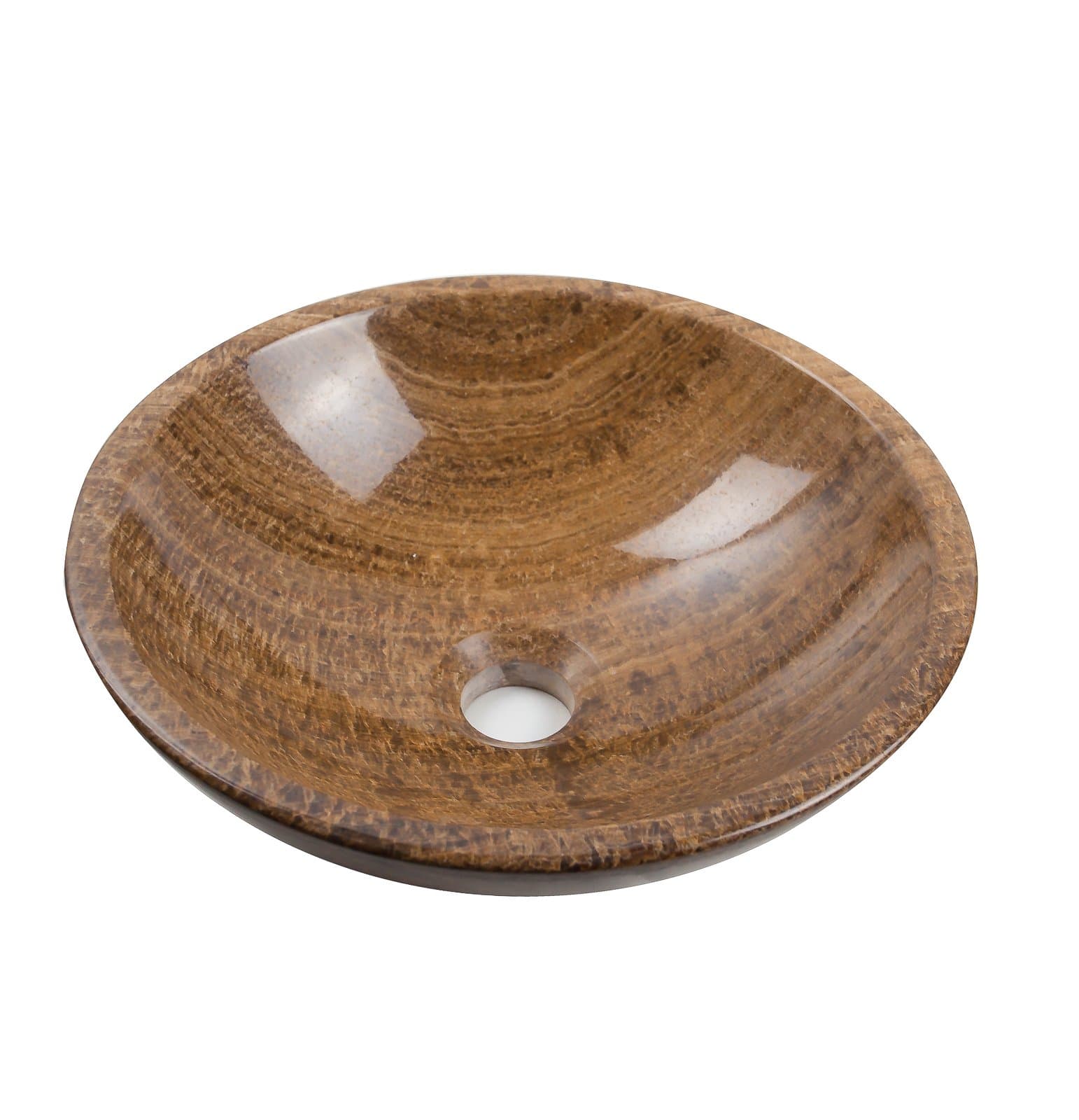 Natural Shell Material 100% Marble Countertop Basin 1 Tap Hole Basin Sink Stone Round in Assorted Colours Diameter 33 cm