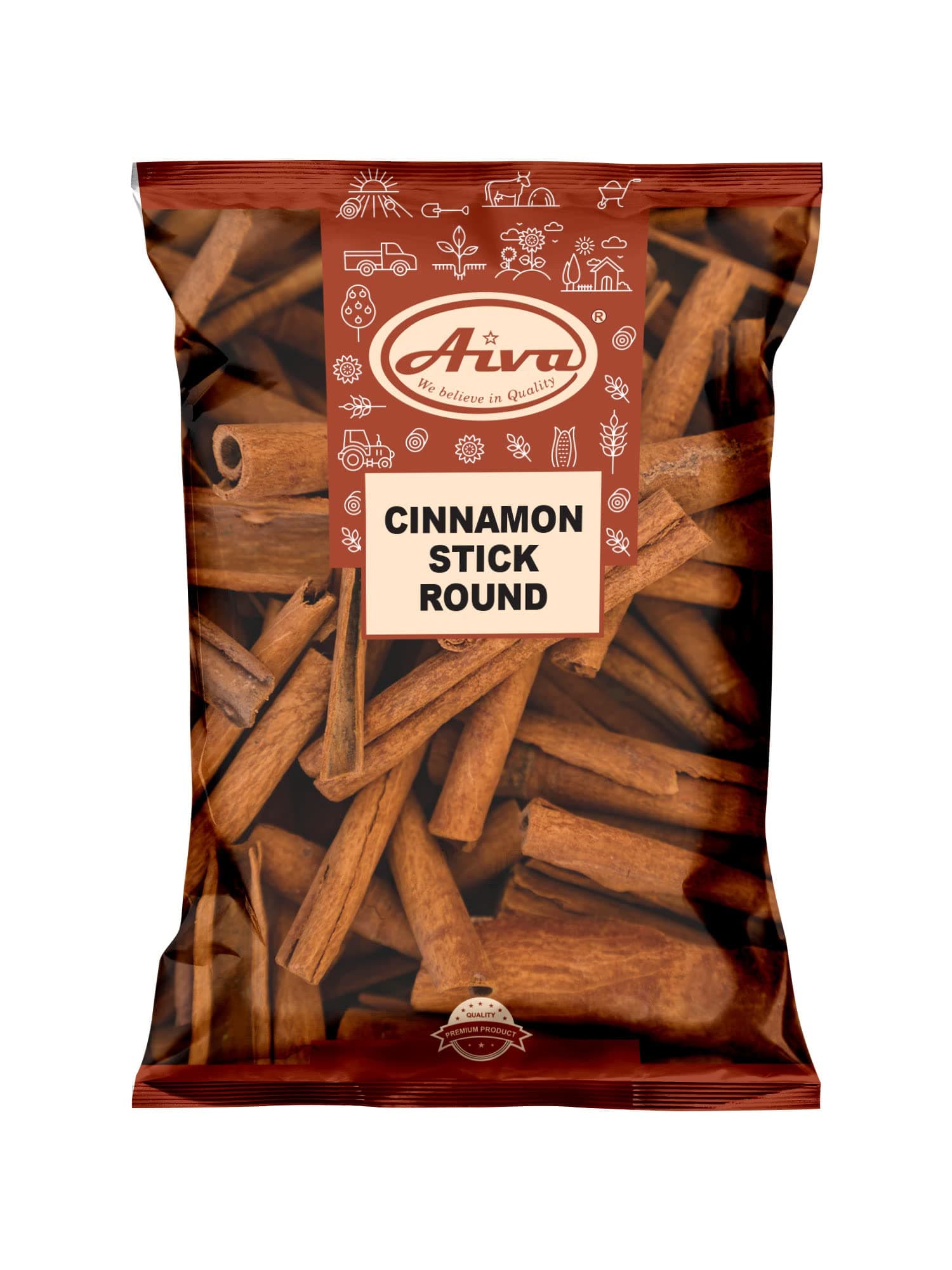 AIVA - Cinnamon Sticks ROUND 3.5 oz (100gm) 2-3/4 Inches in Length Cassia Round ~ All Natural | Vegan | NON-GMO