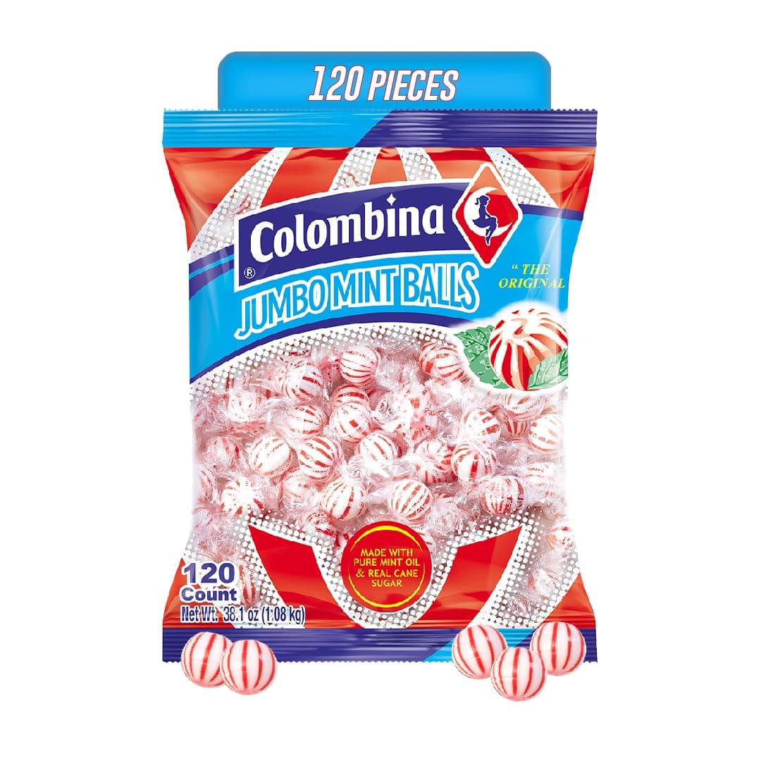 Colombina Jumbo Peppermint Balls, Individually Wrapped Red & White Hard Candy...