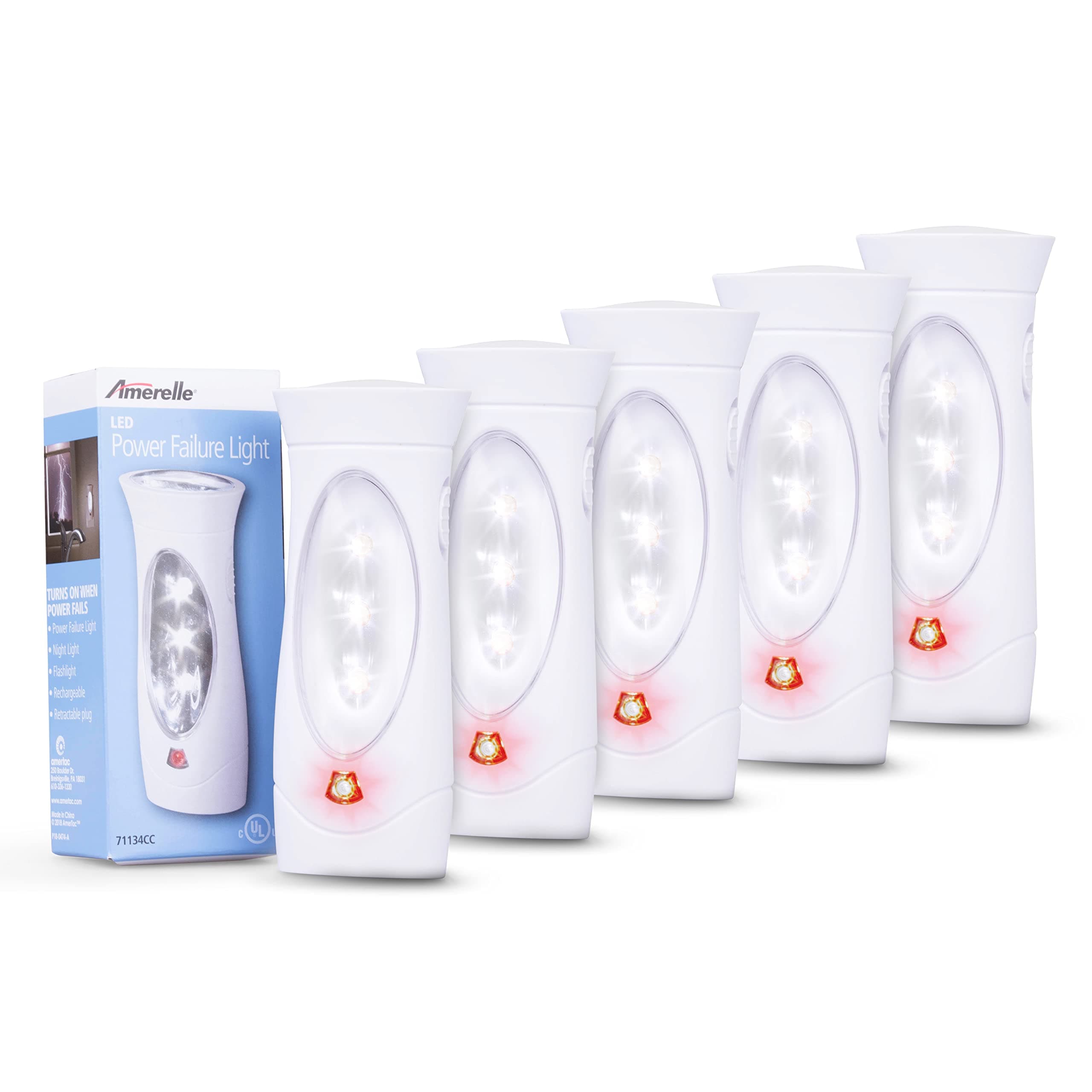 Amerelle Emergency Lights For Home, 5 Pack