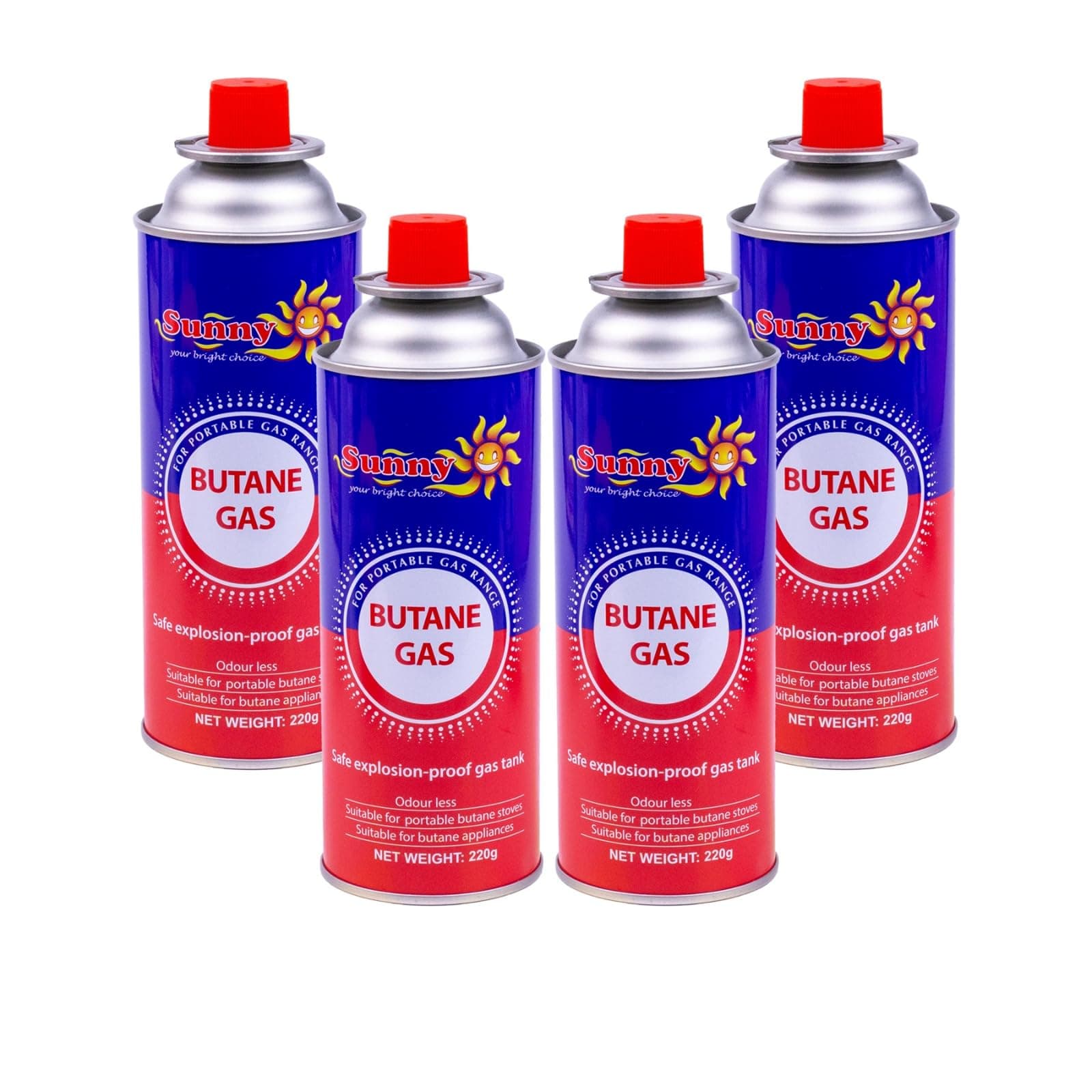 4 Pack Portable Butane Gas Cylinder 220g, 400ml – Fuel for Camping Stoves & Outdoor Cooking