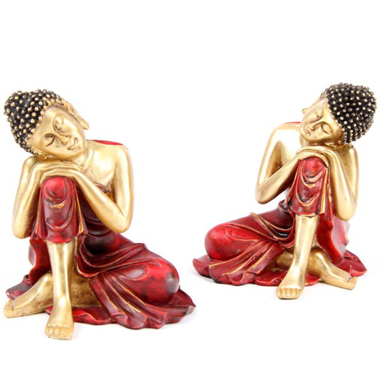 Pair of Gold and Red Thai Buddha