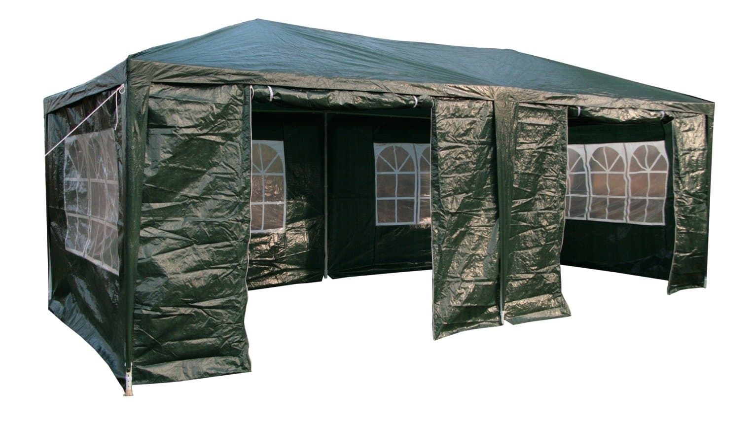 Airwave 3m x 6m Party Tent Marquee with Side Panels, 2 Windbars Included, Church Style Windows, Ideal for Medium to Large Outdoor Spaces, Perfect for Short Term Use - Green