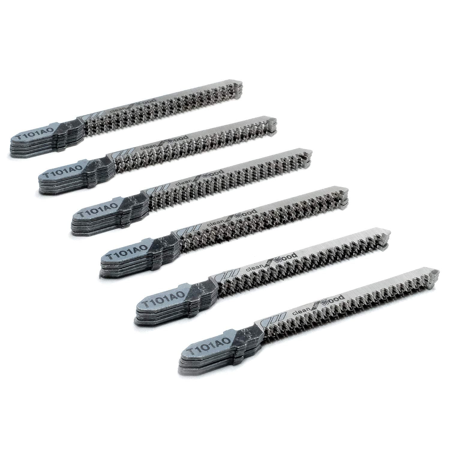 TAROSE 30-Piece T101AO 3-1/4 Inch 20 TPI Assorted T-Shank Scrolling Jig Saw Blades Set for Clean Cutting Wood