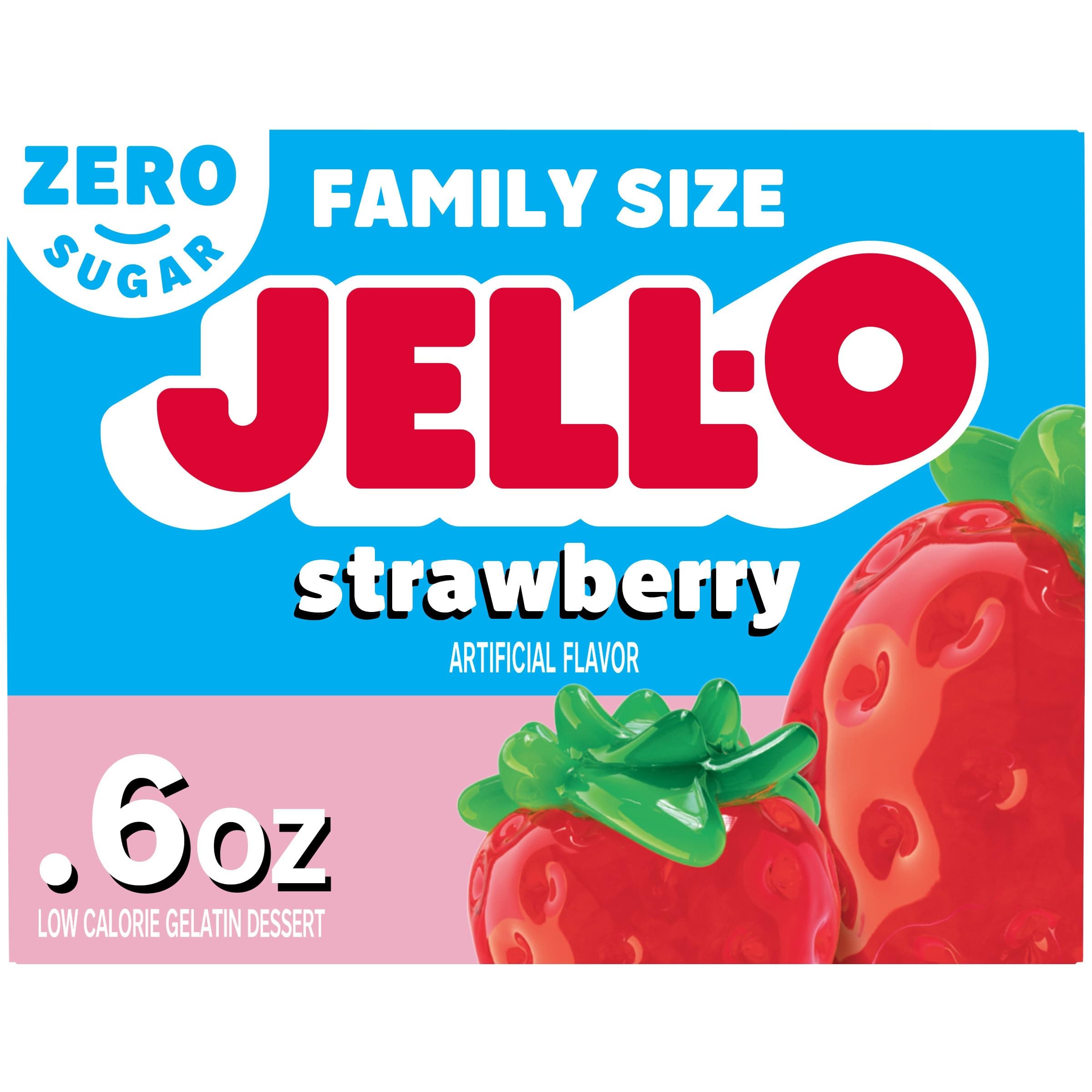 Jell-O Strawberry Sugar Free Gelatin Dessert Mix, 0.6 Ounce (Pack of 24)