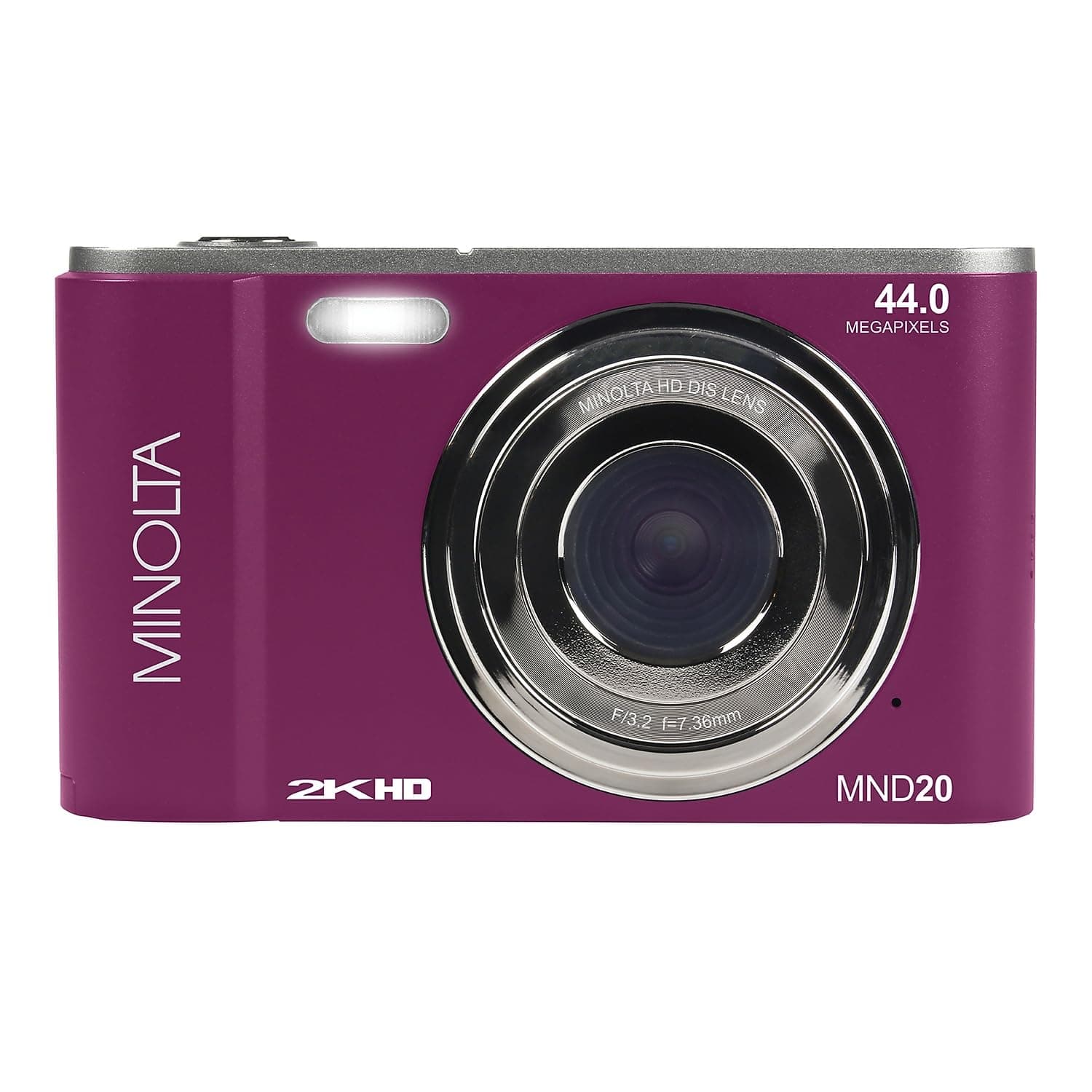 Minolta MND20 44MP Digital Camera – 2.7K Ultra HD Video, 16X Digital Zoom, Anti-Shake Stabilization, Time Lapse, Face Detection, 2.9-inch LCD Display – Lightweight Compact Camera (Magenta)