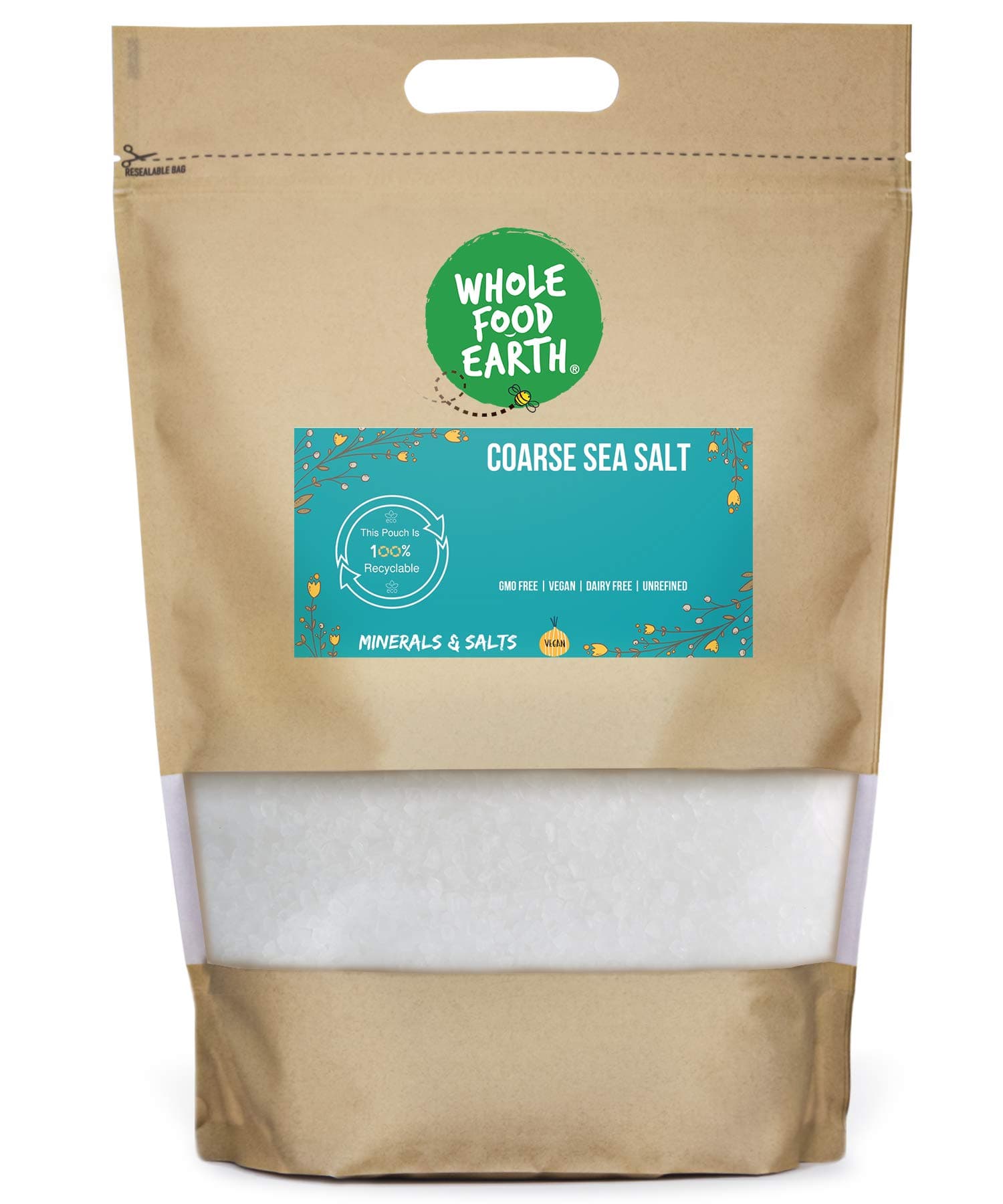 Wholefood Earth Coarse Sea Salt 3 kg | GMO Free | Additive Free
