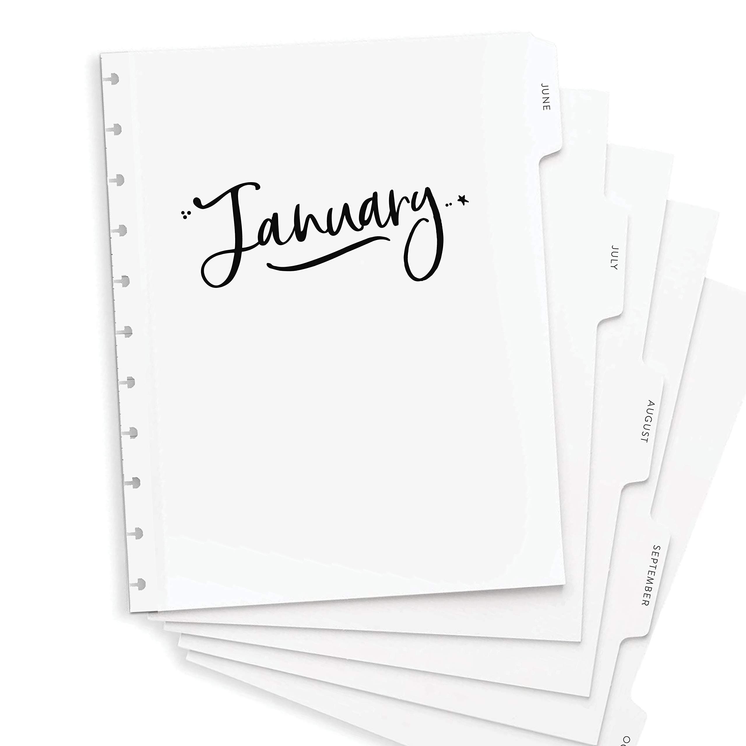BetterNote Dividers for Discbound Notebook, Monthly Discbound Index Tabs for Calendar, Fits Disc Notebook, Levenger Circa, Arc, Happy Planner, TUL by Office Depot, Talia (Whimsy, 11-Disc, 8.5"x11")