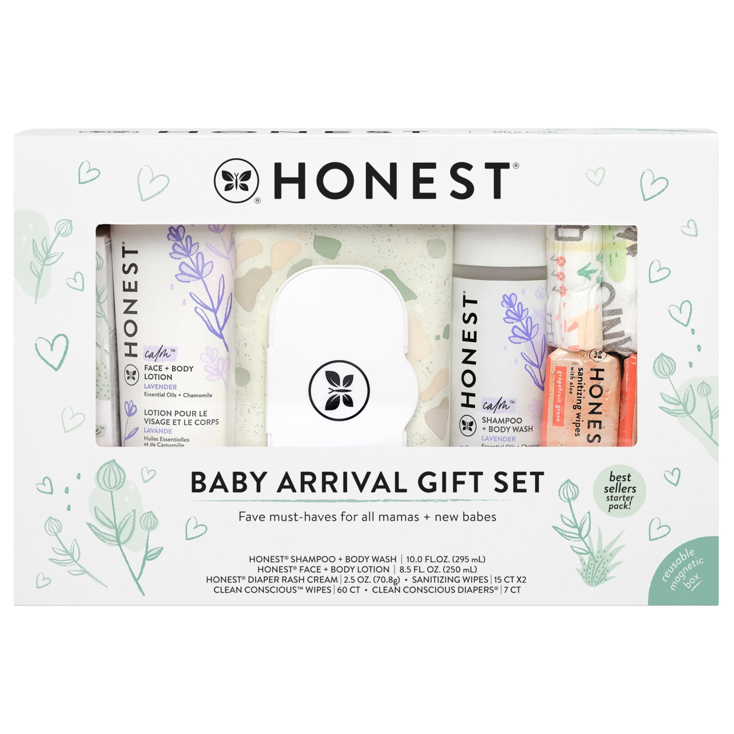 Baby Arrival Gift Set Newborn Essentials Welcome Box, Diapers Wipes Personal Care Diaper Rash Cream