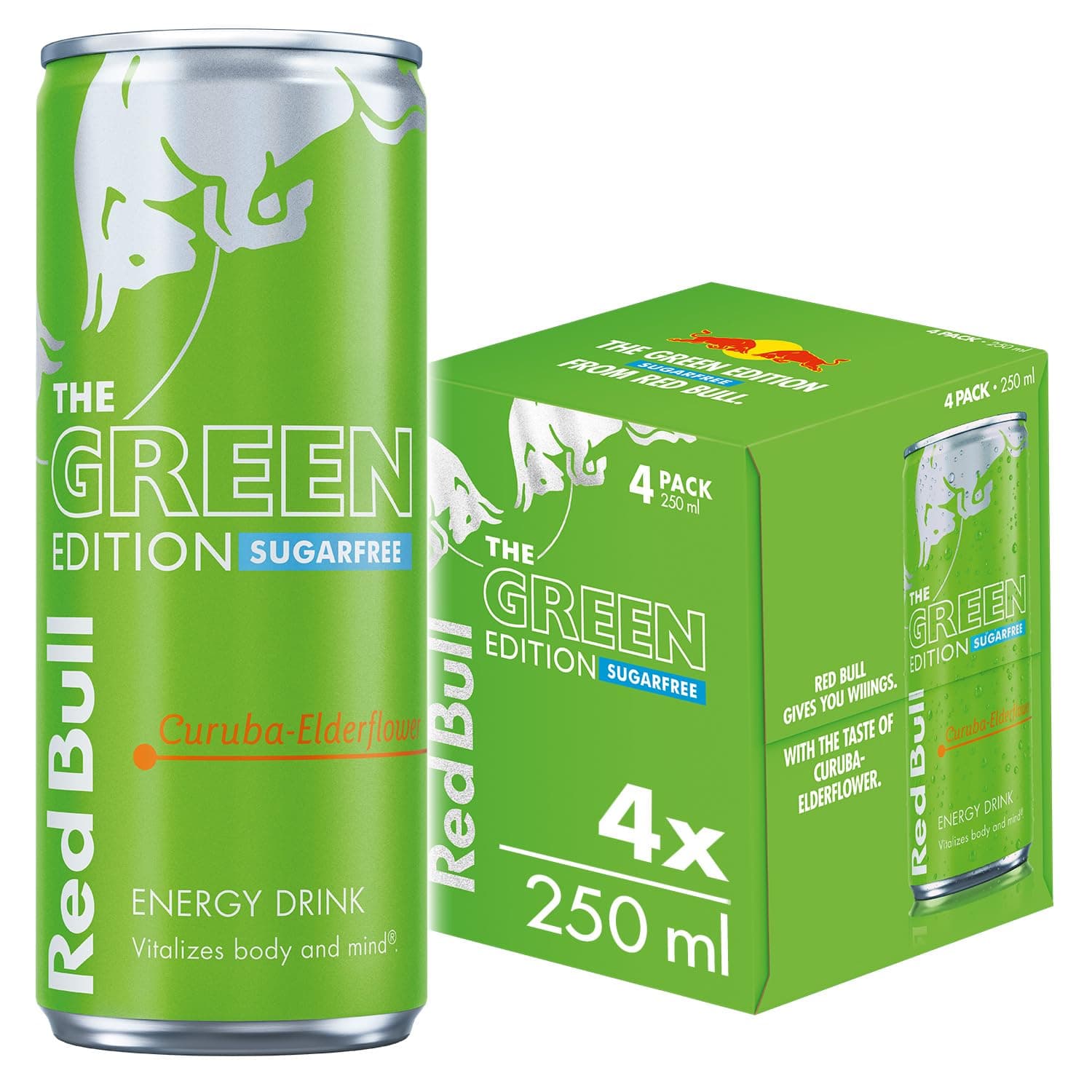 Energy Drink Sugar Free Green Edition Curuba & Elderflower 250ml, 4 pack