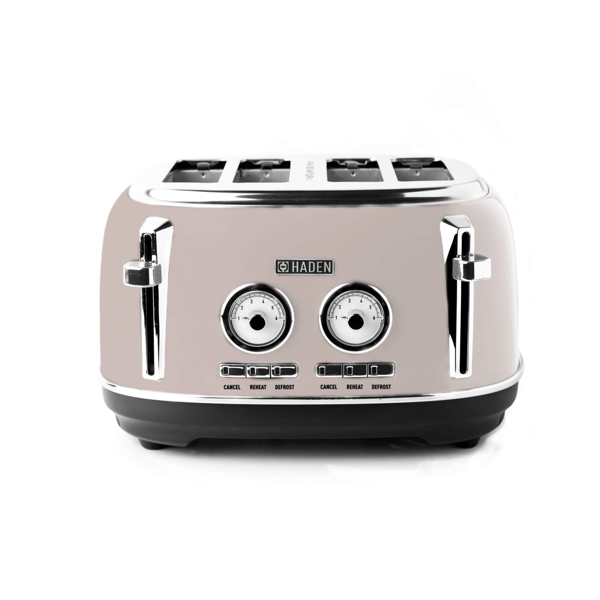Jersey Putty Retro 4 Slice Toaster - 4 Slot Toaster with Dual Control & Adjustable Browning - Stainless Steel Housing - Essential Kitchen Appliance