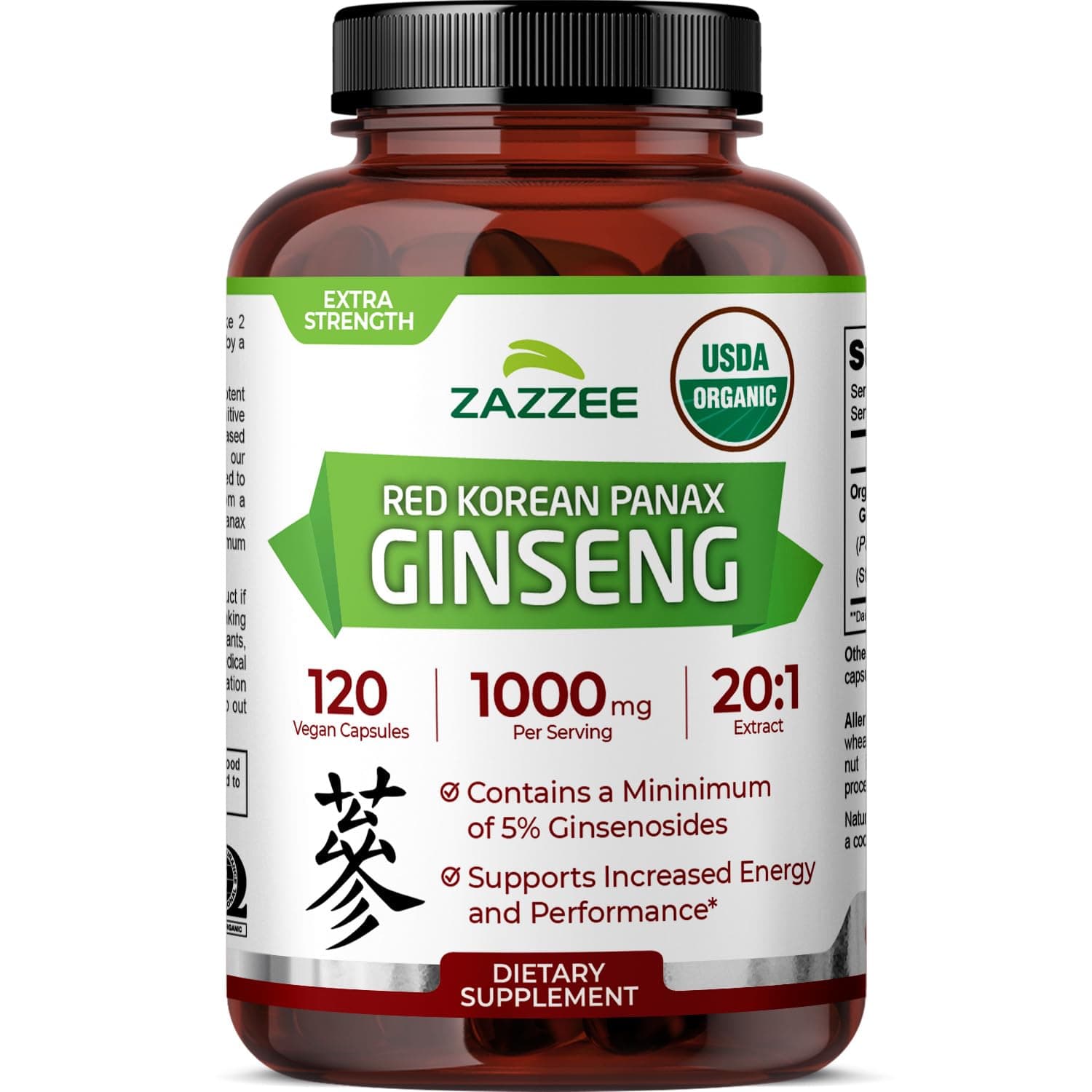 Zazzee Naturals Korean Panax Ginseng, 120 Veggie Caps
